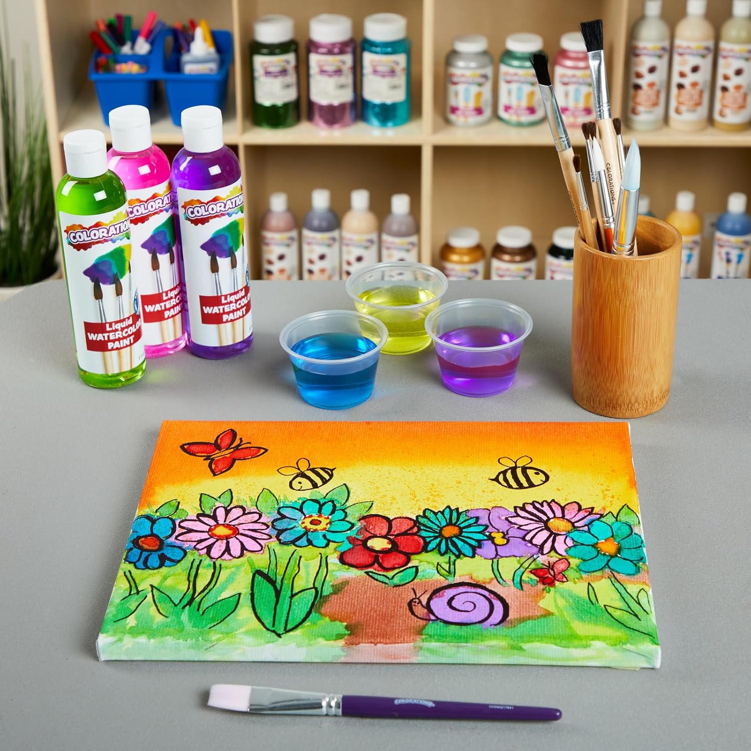 Colorations LW18 Liquid Watercolor Paint, 8 fl oz, Set of 18, Non-Toxic, Painting, Kids, Craft, Hobby, Fun, Water Color, Posters, Cool effects, Versatile, Gift