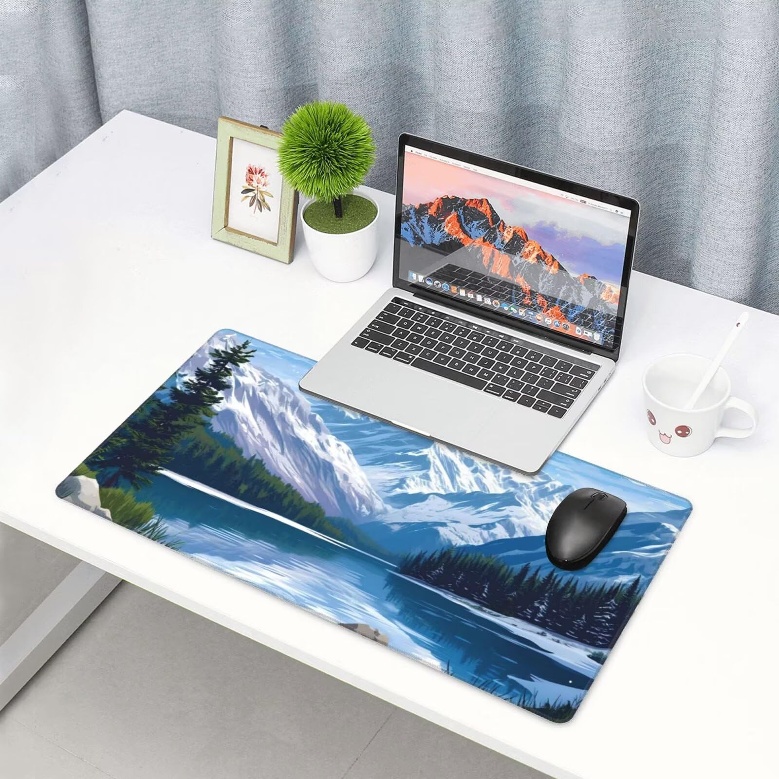 Podkładka pod mysz górską, duża podkładka pod mysz 1200 x 400 mm, podkładka pod mysz do gier, podkładka na biurko ze zszytymi krawędziami, podkładka pod mysz z klawiaturą, do pracy, gier, biura, domu