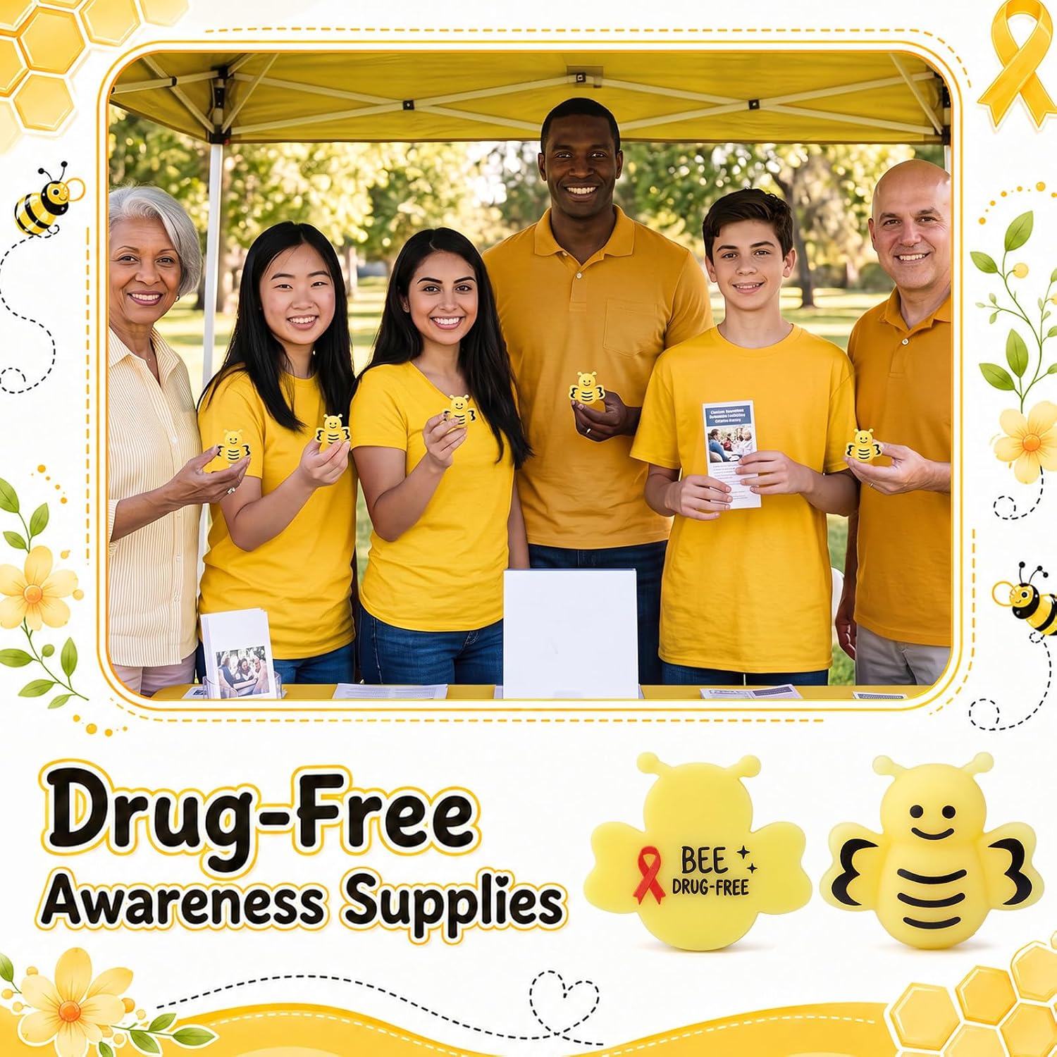 Thenshop 50 Pcs Red Ribbon Week Anti Drug Stress Balls Bulk image 5