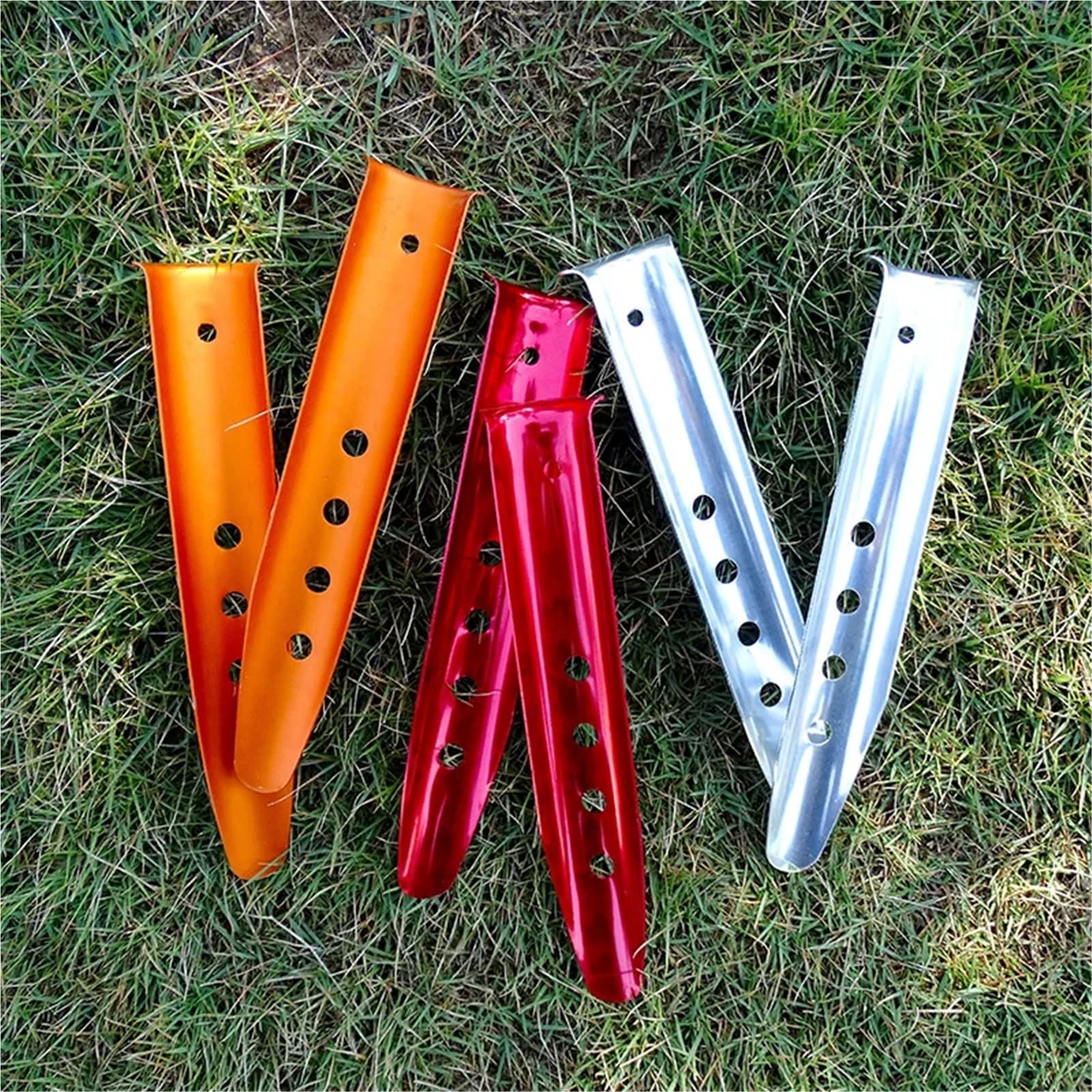 Metallische Bodennägel, 2 4 6 Stück Camping-Zelt-Heringe, U-förmige Heringe for Outdoor-Strand, Schnee, Sand, Aluminium-Zeltzubehör, 23 cm, Legierung, Sand-Erdnägel(Red,6pcs)