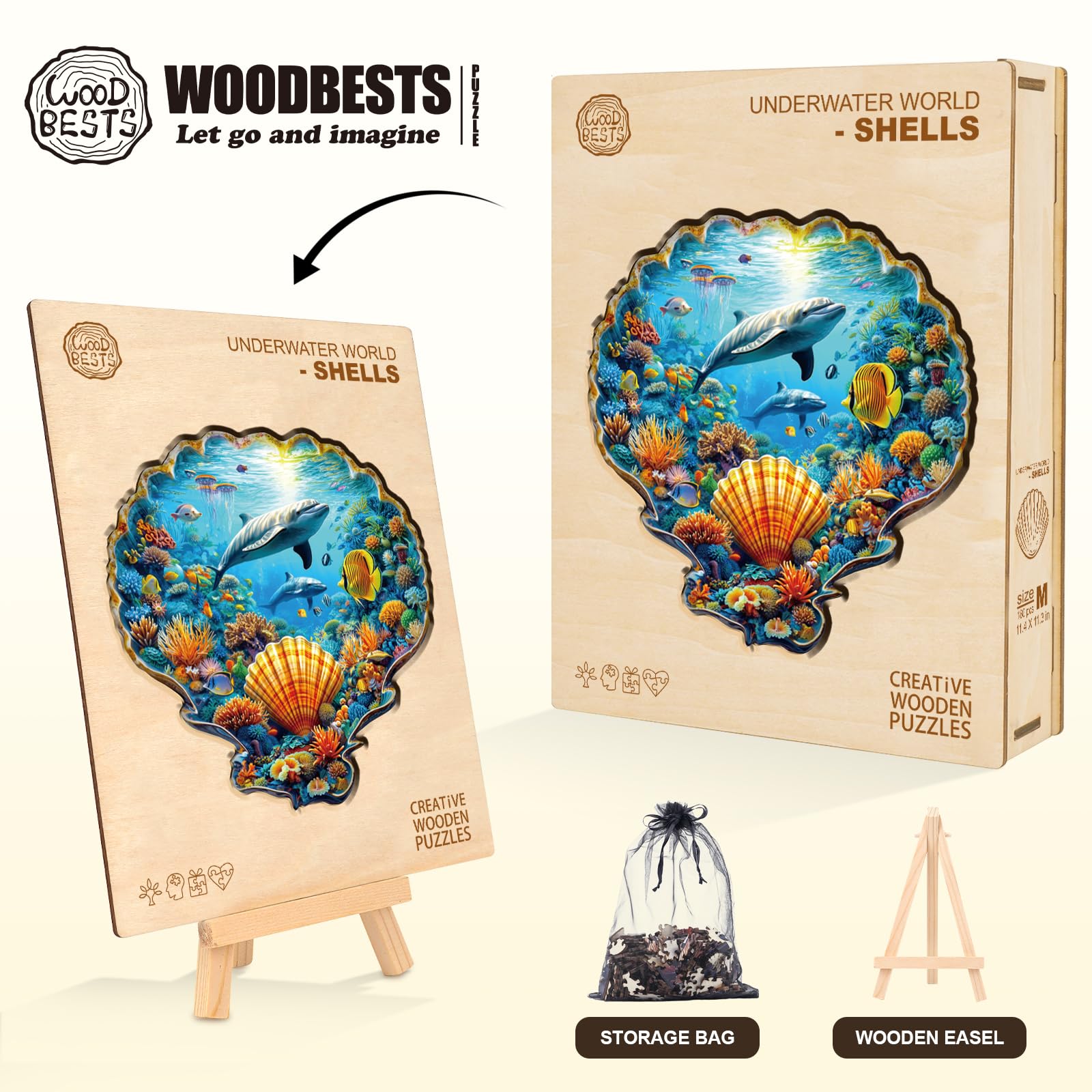 Casse-tête en bois pour adultes, coquilles du monde sous-marin, puzzle en bois de forme unique pour adultes, cadeaux créatifs pour amis, jeu de famille, décoration d'intérieur (34 x 33,8 cm, 245