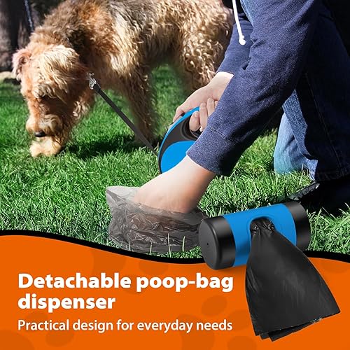 Miniatura 6 de Correa retráctil para perro con cable a prueba de mordidas, correa para caminar para mascotas con dispensador de bolsas de excrementos, correas