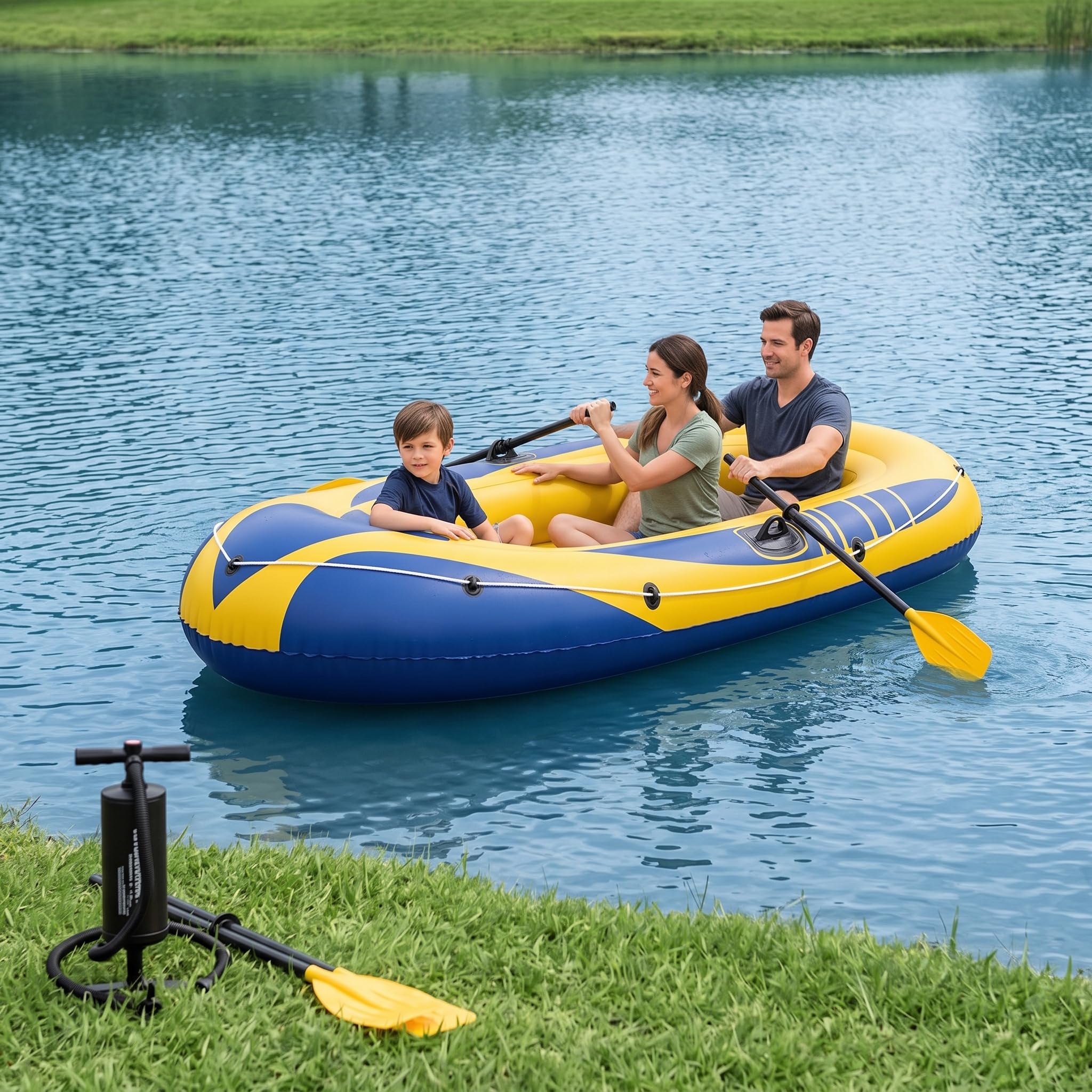 Bateau Gonflable Polyvalent pour 2 ou 3 Personnes, Kayak et Canoë Gonflable Familial, PVC Robuste