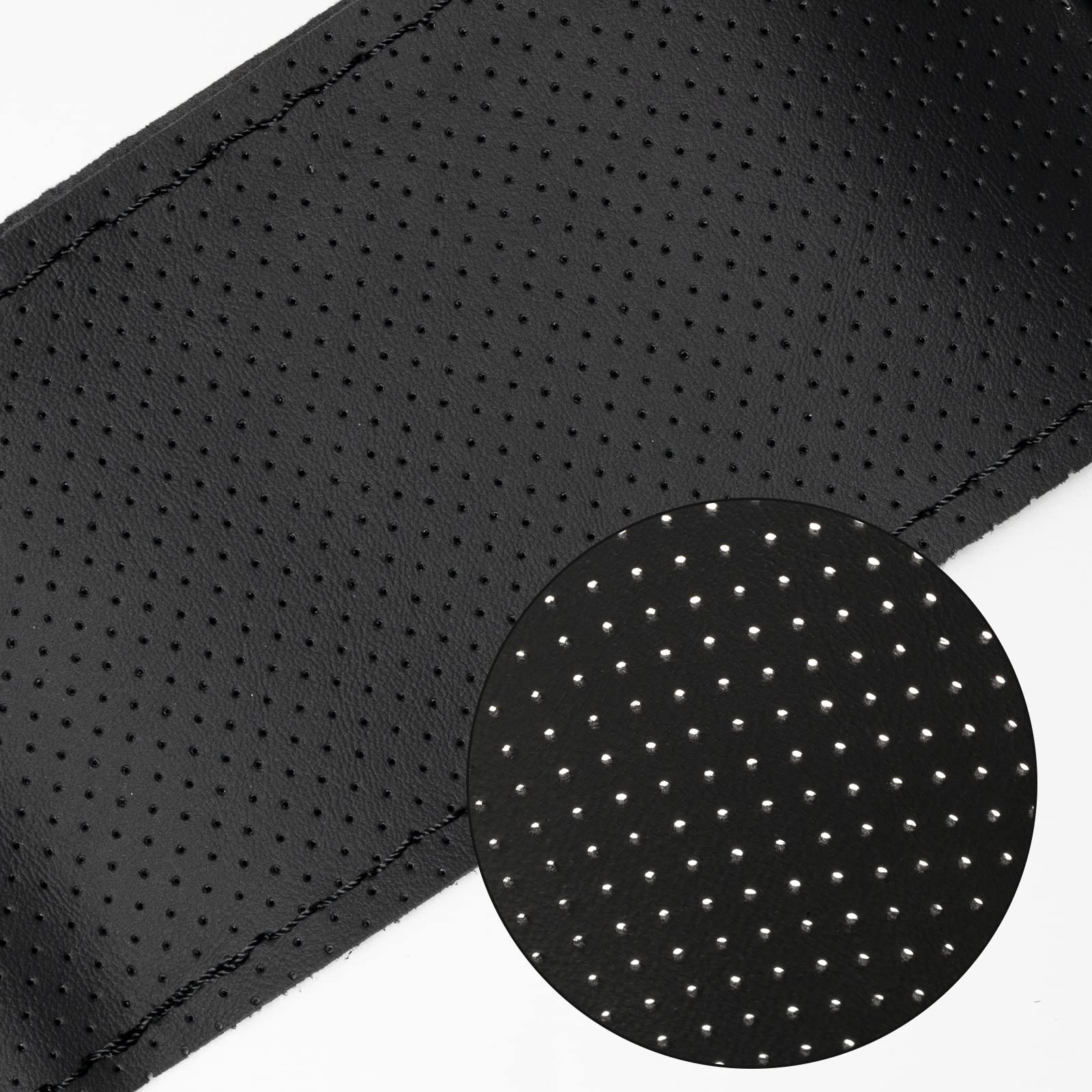 Cubre Volante Coche 38cm 15 "Negro Brillante Fibra Carbono Moda Deporte Cosido Mano Protector Volante Antideslizante Cuero Trenzado Coser DIY Interiores Coche Volante Coche Protección