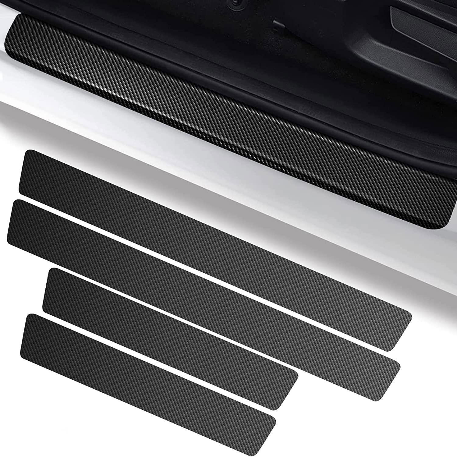 Car Door Sill Protector for Audi A1 A3 RS3 A4 A5 A6 A7 RS7 A8 Q3 Q5 Q7 R8 Class S Series,Self-Adhesive Carbon Fiber Tape Anti Scratch Car Door Edge Guards Door Entry Guard Stickers, Inner Accessories