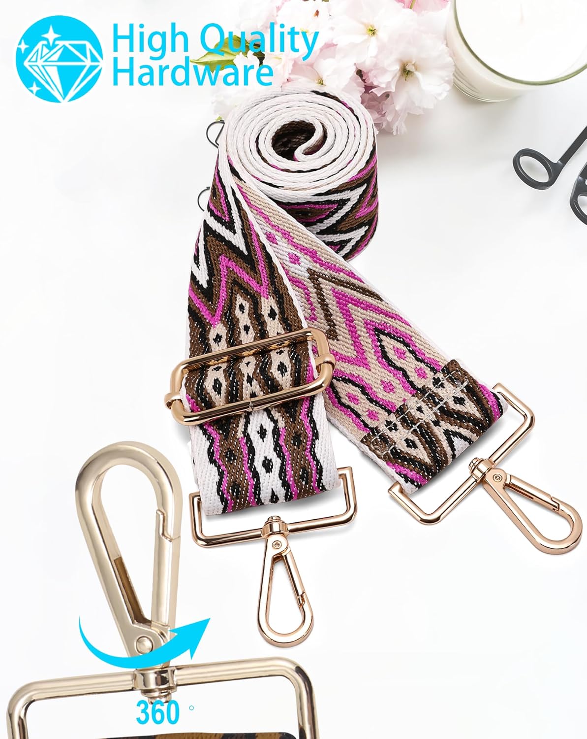 GINJKGO Purse Straps Replacement Crossbody - Adjustable Bag Strap for Purses, Wide Shoulder Strap for Women Guitar Purses - Image 2