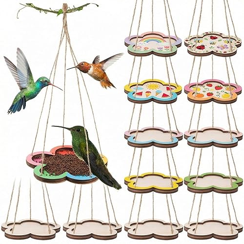 DoubleFill 12 Pcs Thickened Wood Bird Feeder Craft Kits for