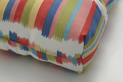 Miniatura 8 de Pillow Perfect - Cojín capitoné a rayas, resistente a la intemperie y la decoloración, para sofá de mimbrecolumpio de exterior, bordes cuadrados, 18