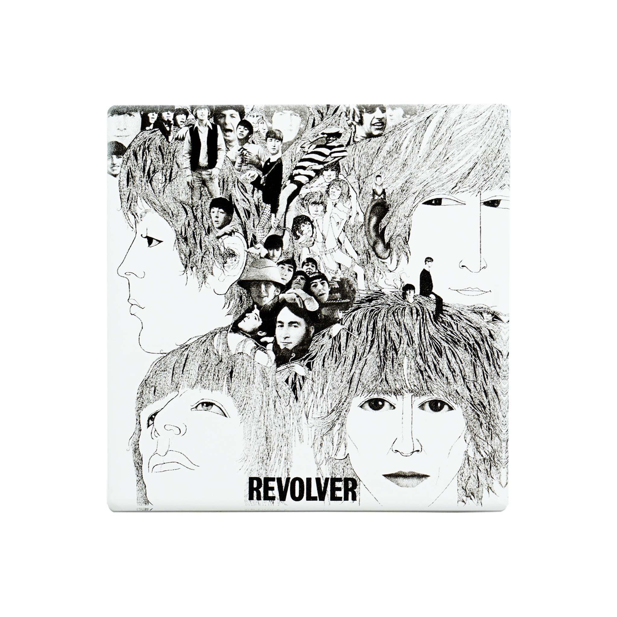Half Moon Bay Black/White | The Beatles | Revolver Album Cover | Square Ceramic Drinks Coaster | Official Merchandise | Record Desk, Home Pub & Workshop Mat | Father’s Day 2026 Gift For Dad