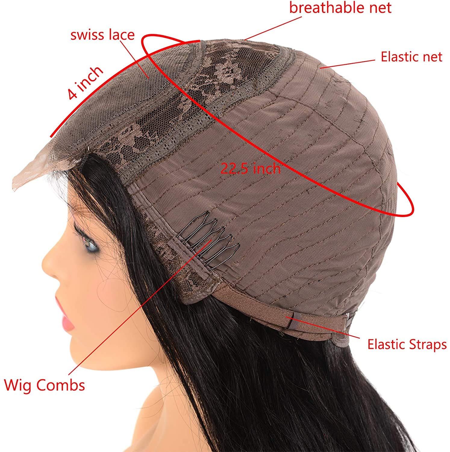Human Hair Wig 4x4 Lace Front Wigs Straight Glueless Wigs Brazilian Virgin Human Hair Natural Black Color For Black Women 14 Inch - Image 4