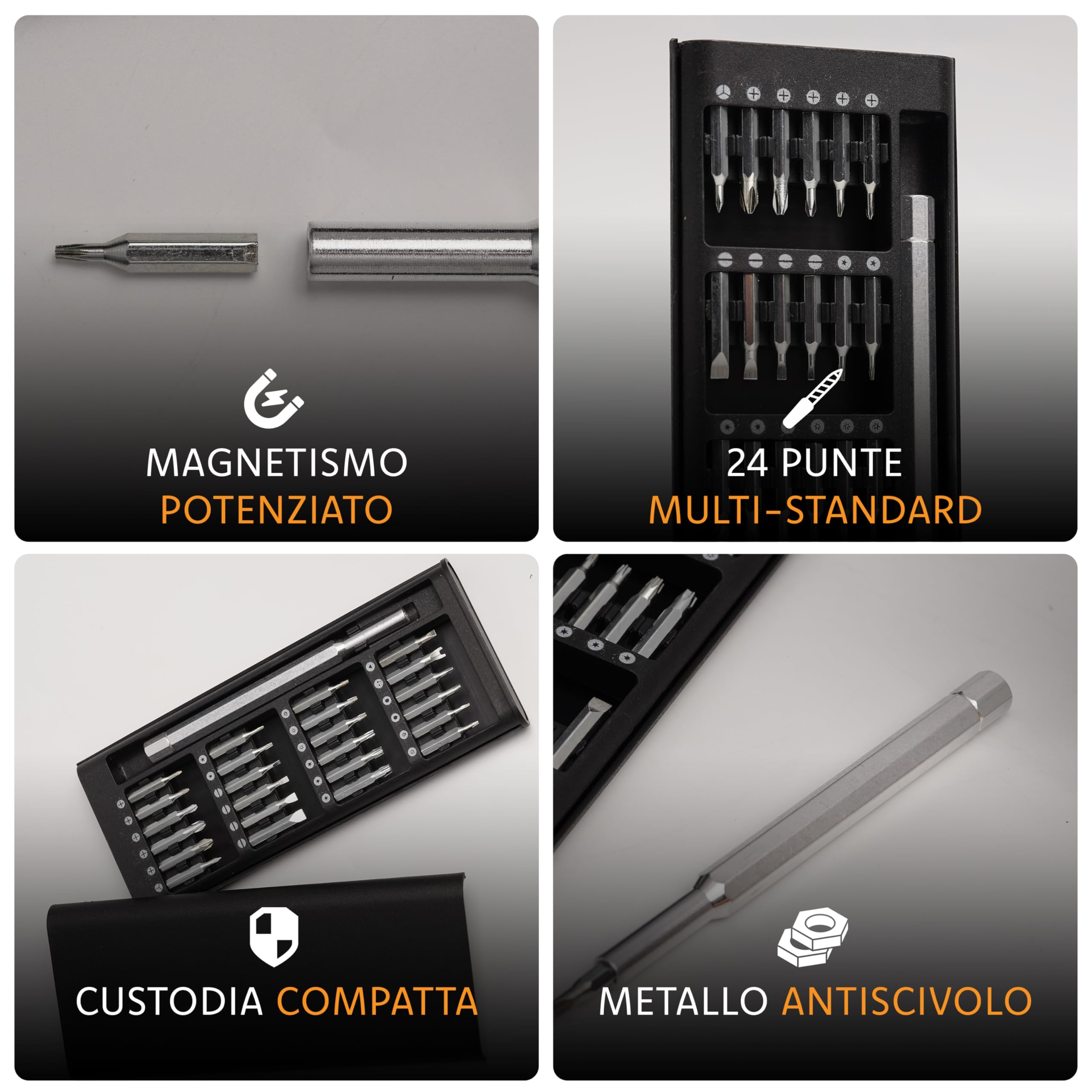 Set Cacciaviti di Precisione 24 in 1, Kit Riparazione Elettronica con Punte Magnetiche, Cacciavite Professionale per Smartphone, Laptop, Console, Orologi e Dispositivi