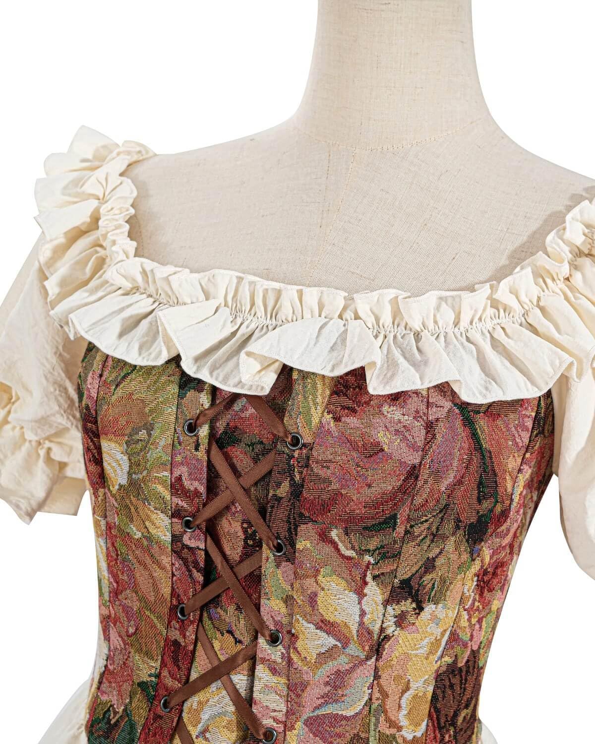 Nuoqi Renaissance Corset Dress for Women Medieval Costume Off Shoulder Bodice Gown Cottagecore Dress - Image 7