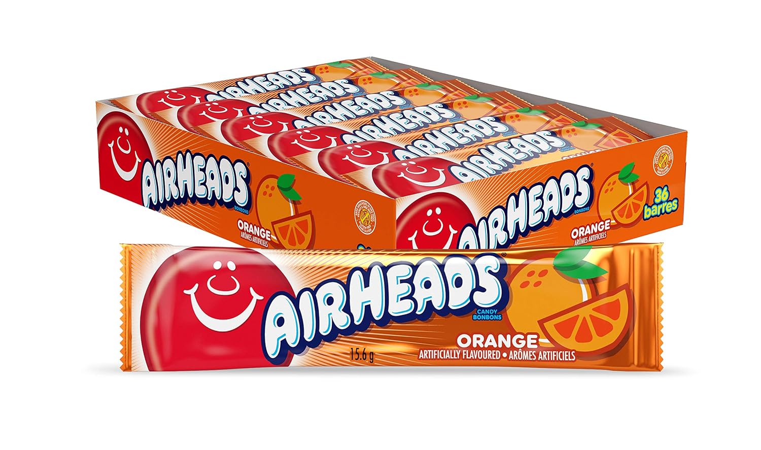 Airheads Candy Individually Wrapped Bars, Orange, 0.55 Ounce Pack of 36 {Imported from Canada