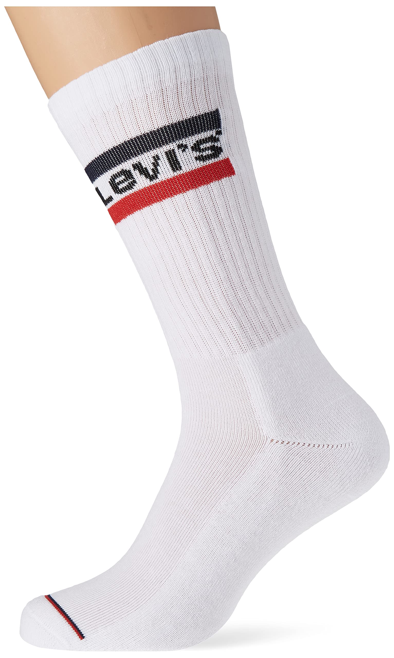 LEVIS unisex-adult Sportwear Logo Sock 144 Crew sock, white/white, 35-38