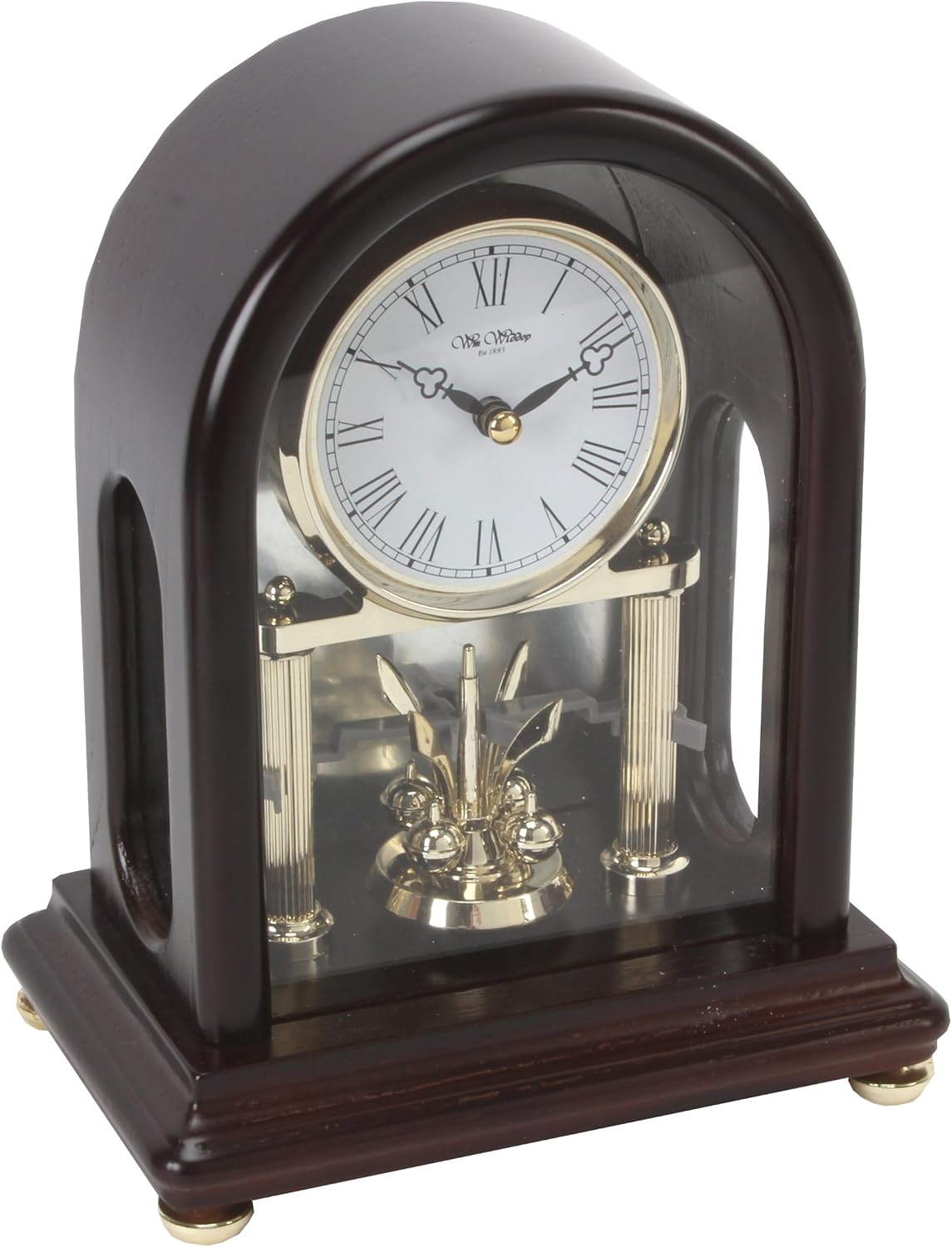 Arched Dark Brown Wooden Anniversary Clock Rotating