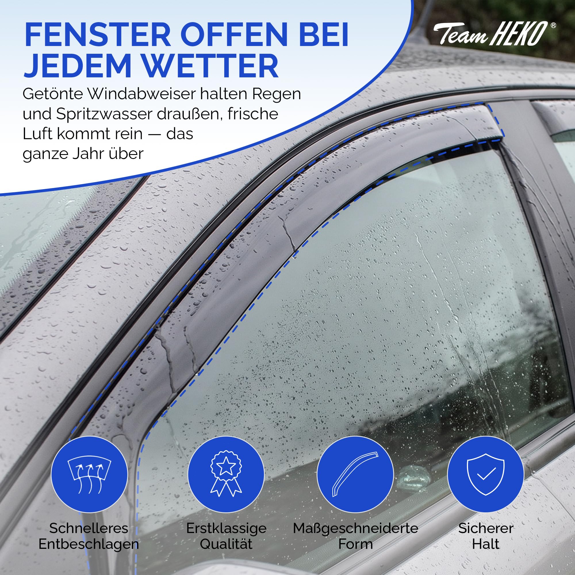 J&J AUTOMOTIVE HEKO Windabweiser für Volkswagen Touareg 2010-2018, 2tlg