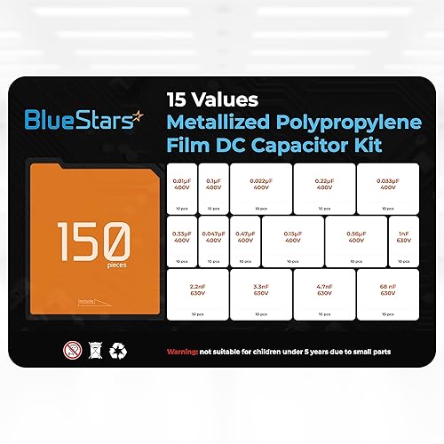 Miniatura 2 de BlueStars Película de polipropileno metalizada de 15 valores DC CBB22 Condensador 400V0.01uF  0.56uF 630V0.001uF  0.068uF Kit surtido de