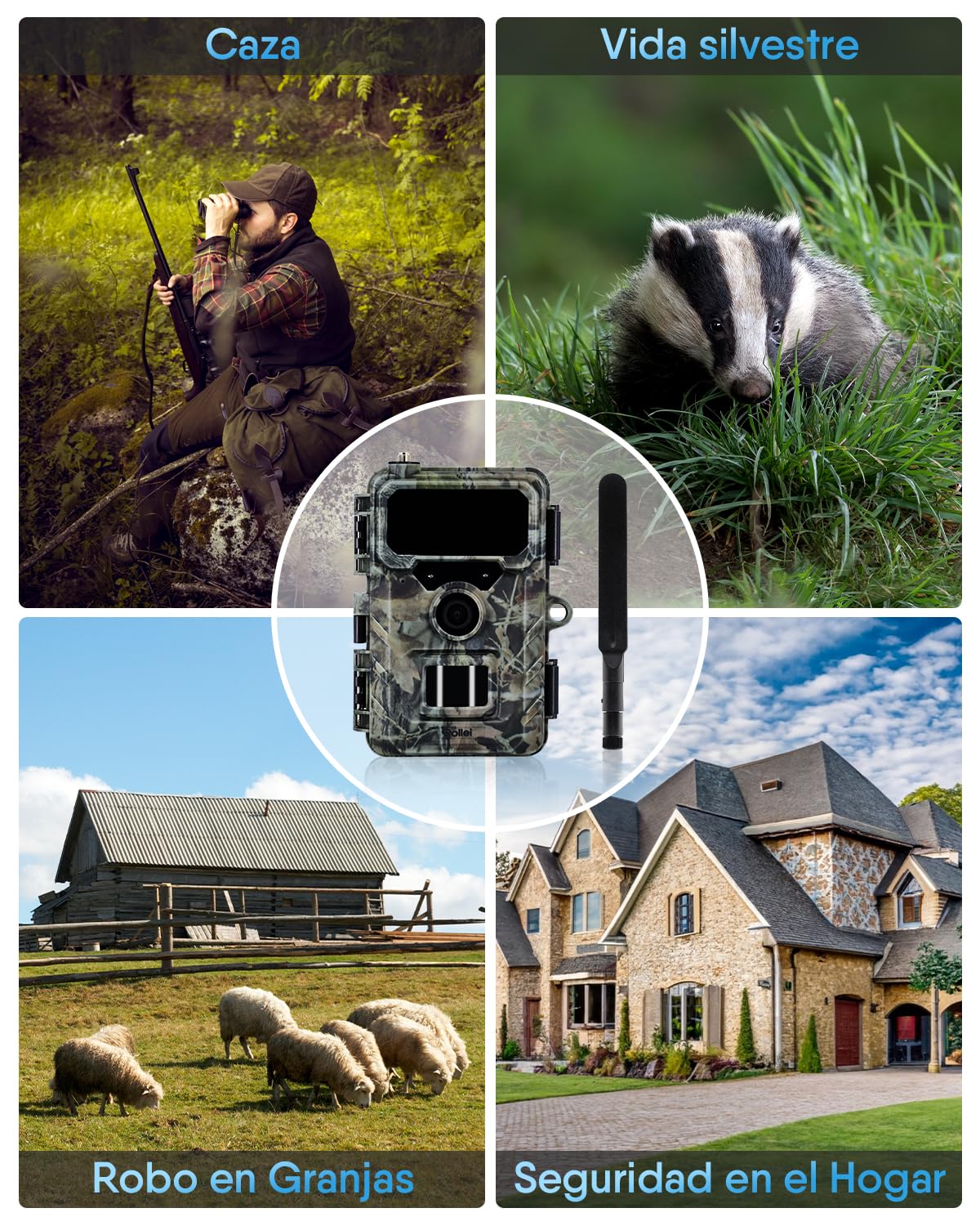 Cámara de Caza 4G Rollei, 4K Camara Fototrampeo con Tarjeta Sim y App y Sensor de Movimiento Cámara de Fotos Trampeo Caza Infrarroja con Visión Nocturna Tarjeta SD de 32GB IP66,Cámara-Caza-Fototrampeo