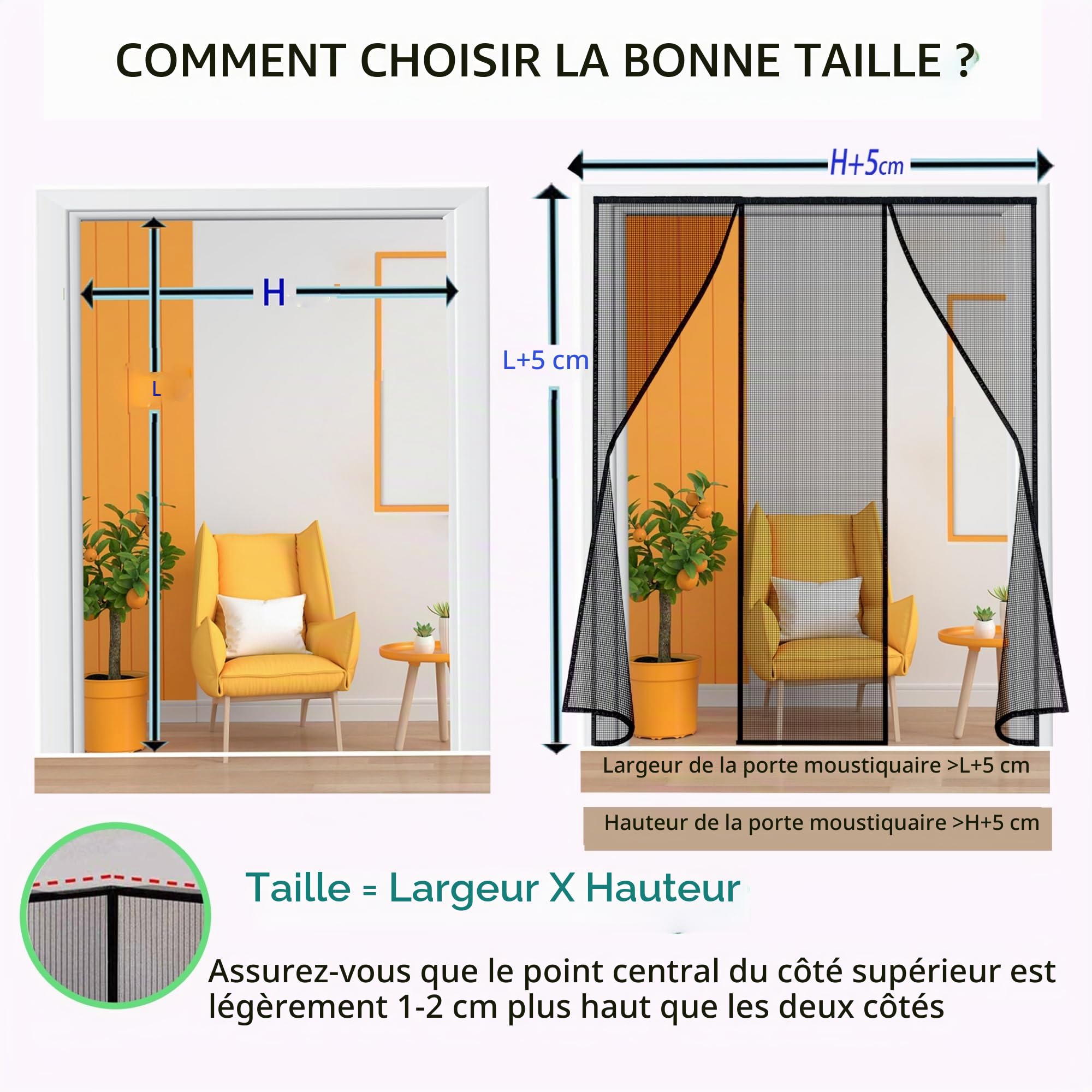 Moustiquaire Double Porte Fenetre Aimantée, 280x215cm Anti Mouches pour Porte, Magnetique Rideaux Toile Insect Ecran, Baie Vitree Coulissante, Magnétique Sans Perçage LF2C1 Noir
