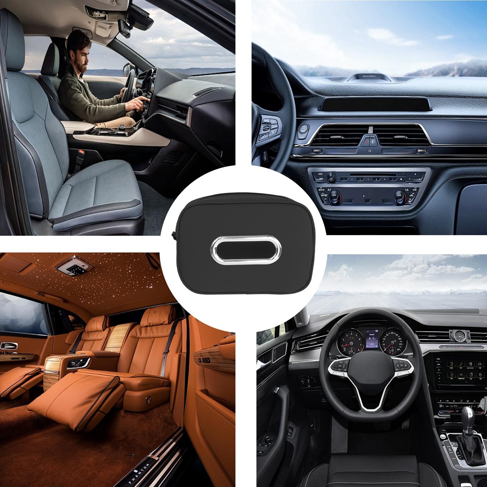 Soporte para pañuelos para automóvil, Caja para pañuelos para automóvil - Cajas de pañuelos de cuero PU para automóviles,Soporte para pañuelos para visera de coche, funda para pañuelos para asiento tr