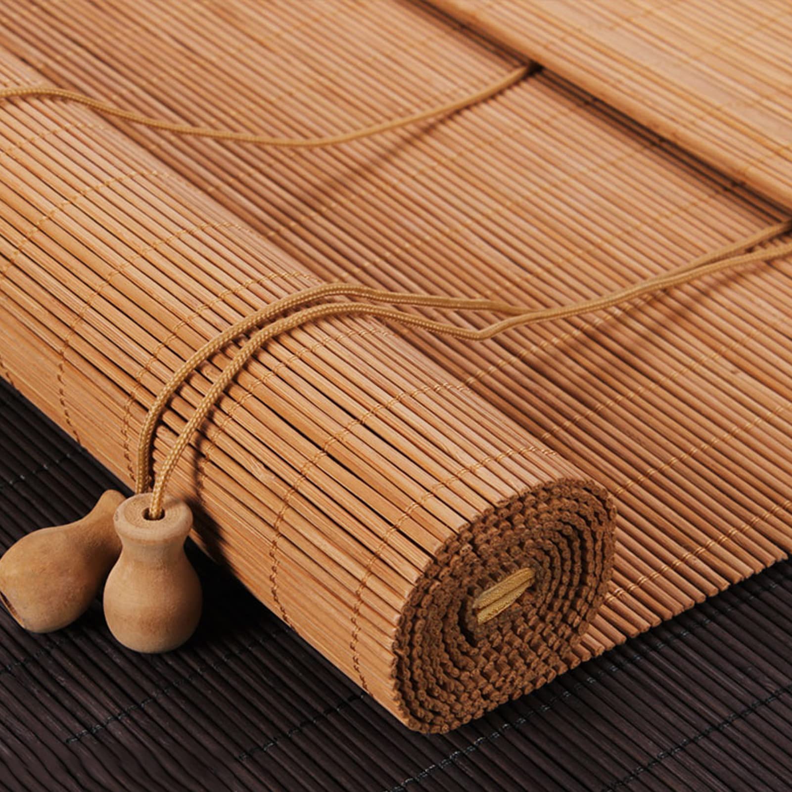 Limiao123 Bamboo Roll Window Blind Sun Shade,Roman Curtain Natural Bamboo Privacy Sun Filtering Roller Shades 60% Blackout Blinds For Indoor Outdoors (70X220cm(28X87in))