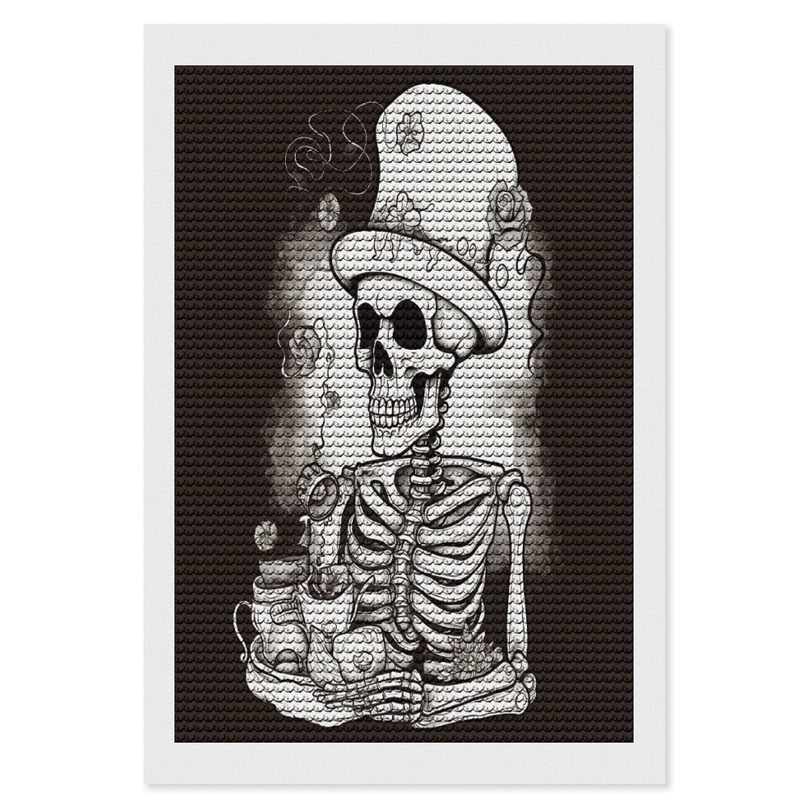 LDGSUPH Skeleton Chef Diamond Painting Kits for Adults Paint with Diamond Pictures Art DIY Full Drill Diamond Dots Painting Personalized Diamond Photo for Home Wall Decor Gift 8"x12"