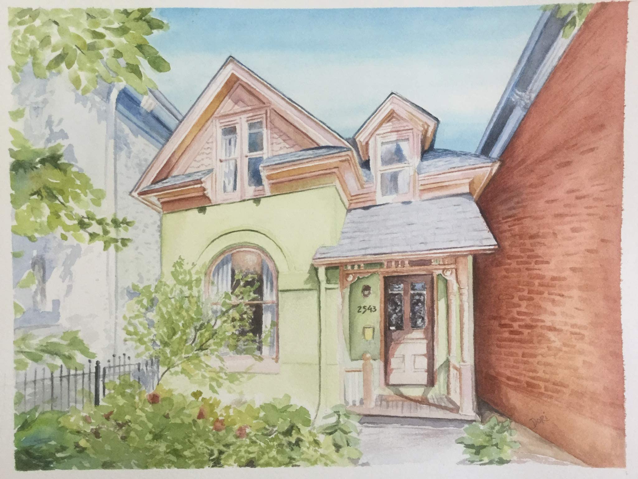 Custom watercolor house portrait painting, hand painted from your photo by watercolor artist