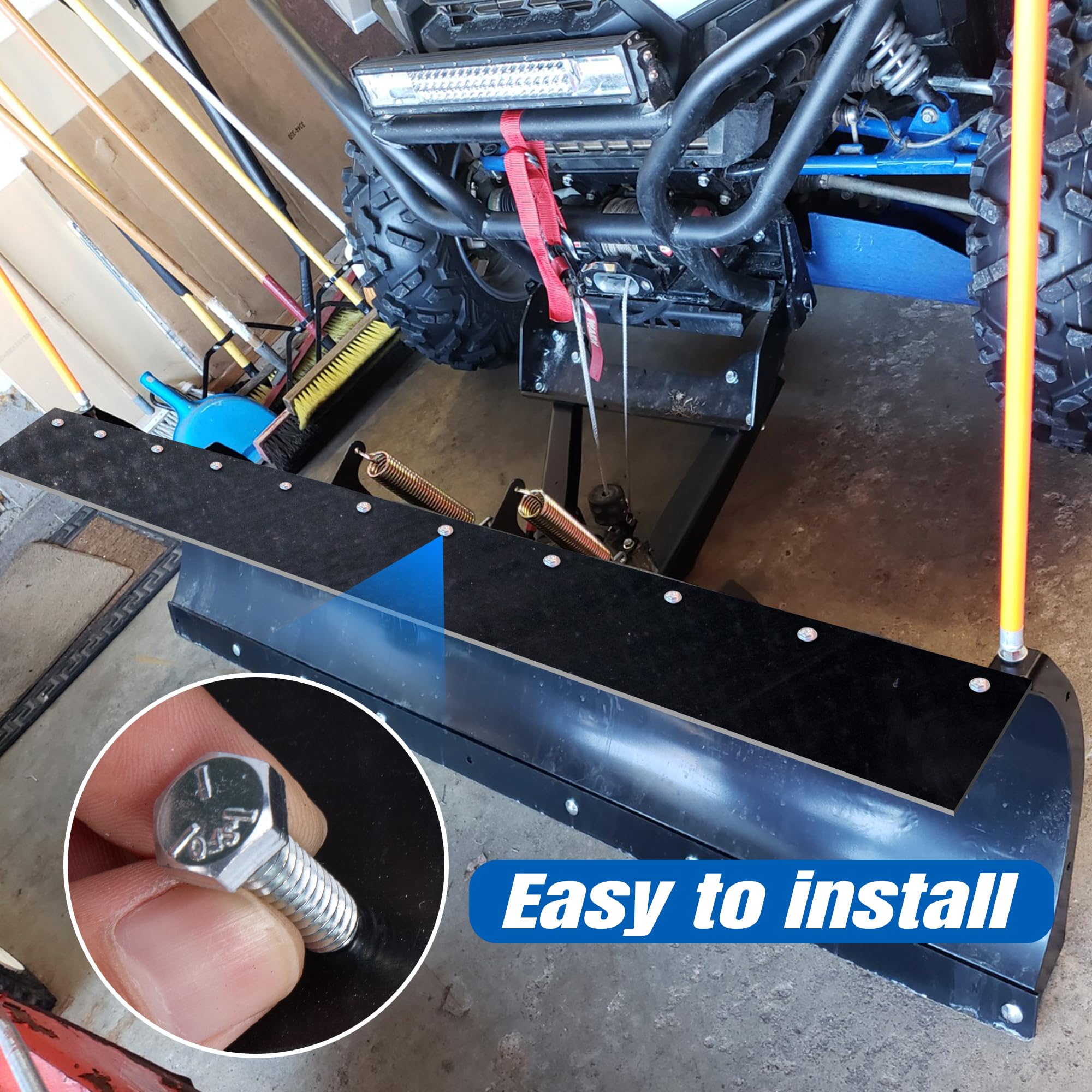 RunNico Solapa Universal para quitanieves, Deflector de Nieve de Goma de 72 x 8 x 1/4 Pulgadas con 11 Juegos de Accesorios de Montaje, Accesorios de Deflector de arado de Goma, Apto para Cuchillas de