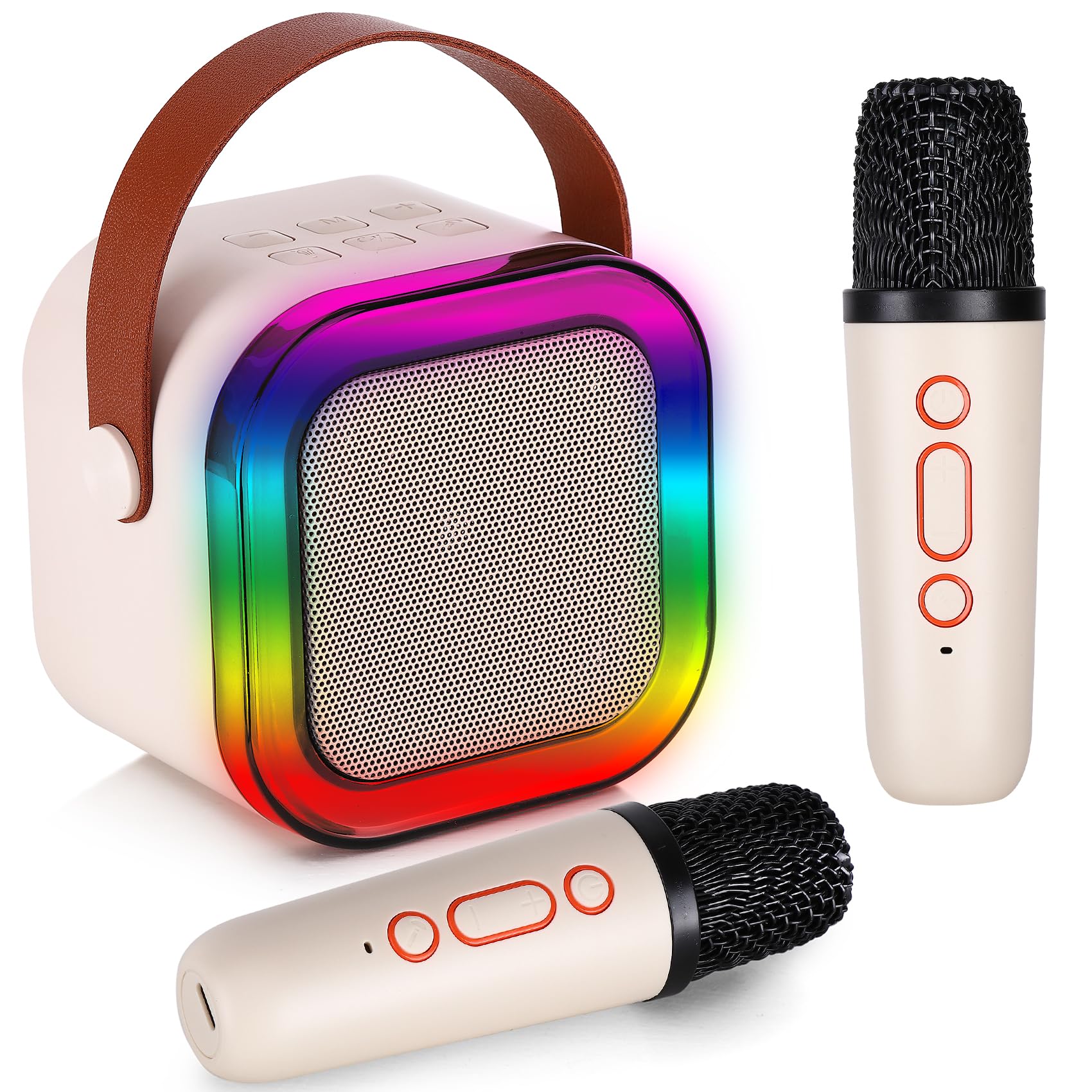 Mini máquina de karaoke con 2 micrófonos inalámbricos, máquina de karaoke para niños para niñas, 18 canciones precargadas de 4, 5, 6, 7, 8, 10, 12 años de edad, adolescentes, cumpleaños, blanco, azul