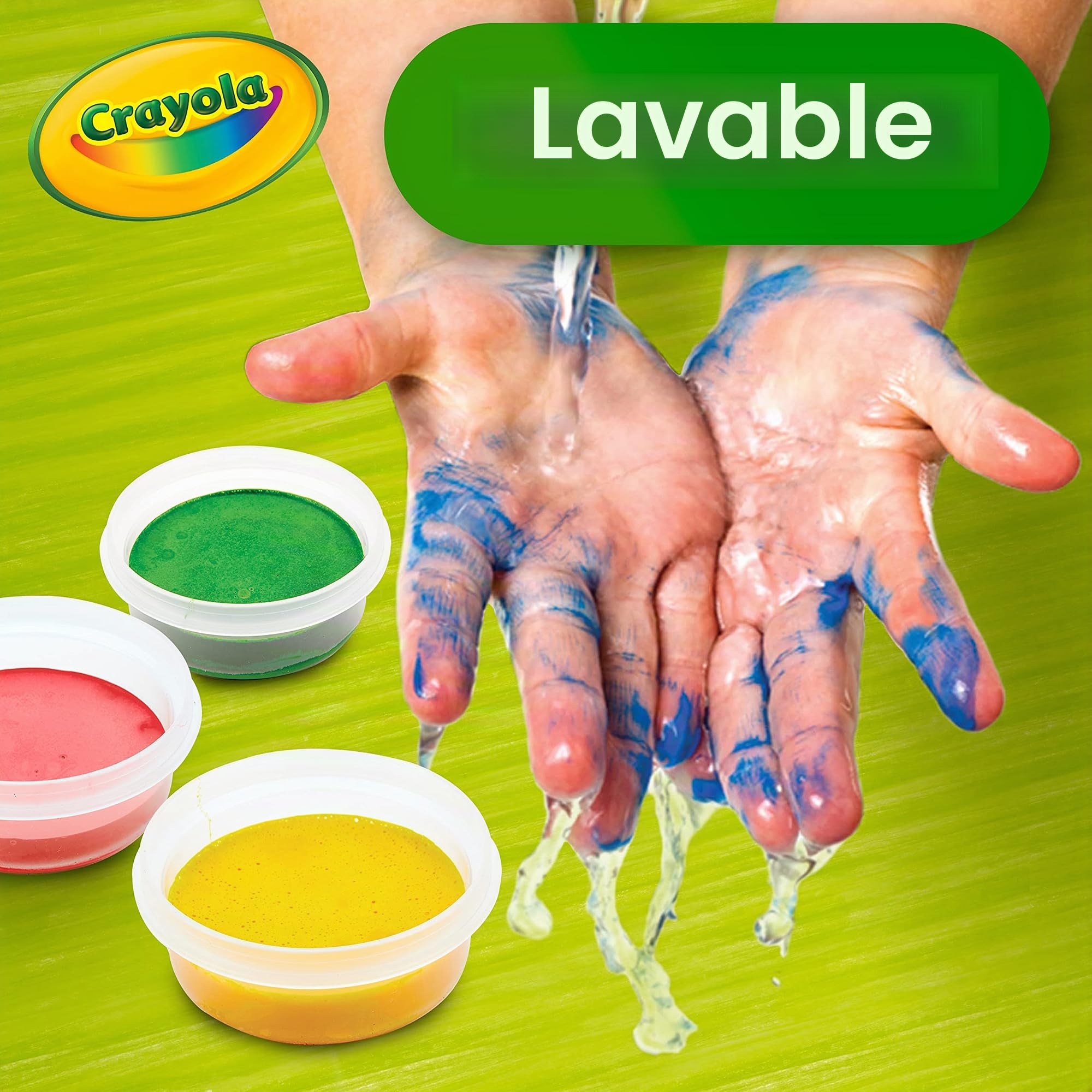 Crayola Juego de pintura a prueba de derrames (8 quilates), relleno de calcetines y regalos navideños para niños pequeños, kit de pintura lavable para niños, con pinceles, macetas, páginas de
