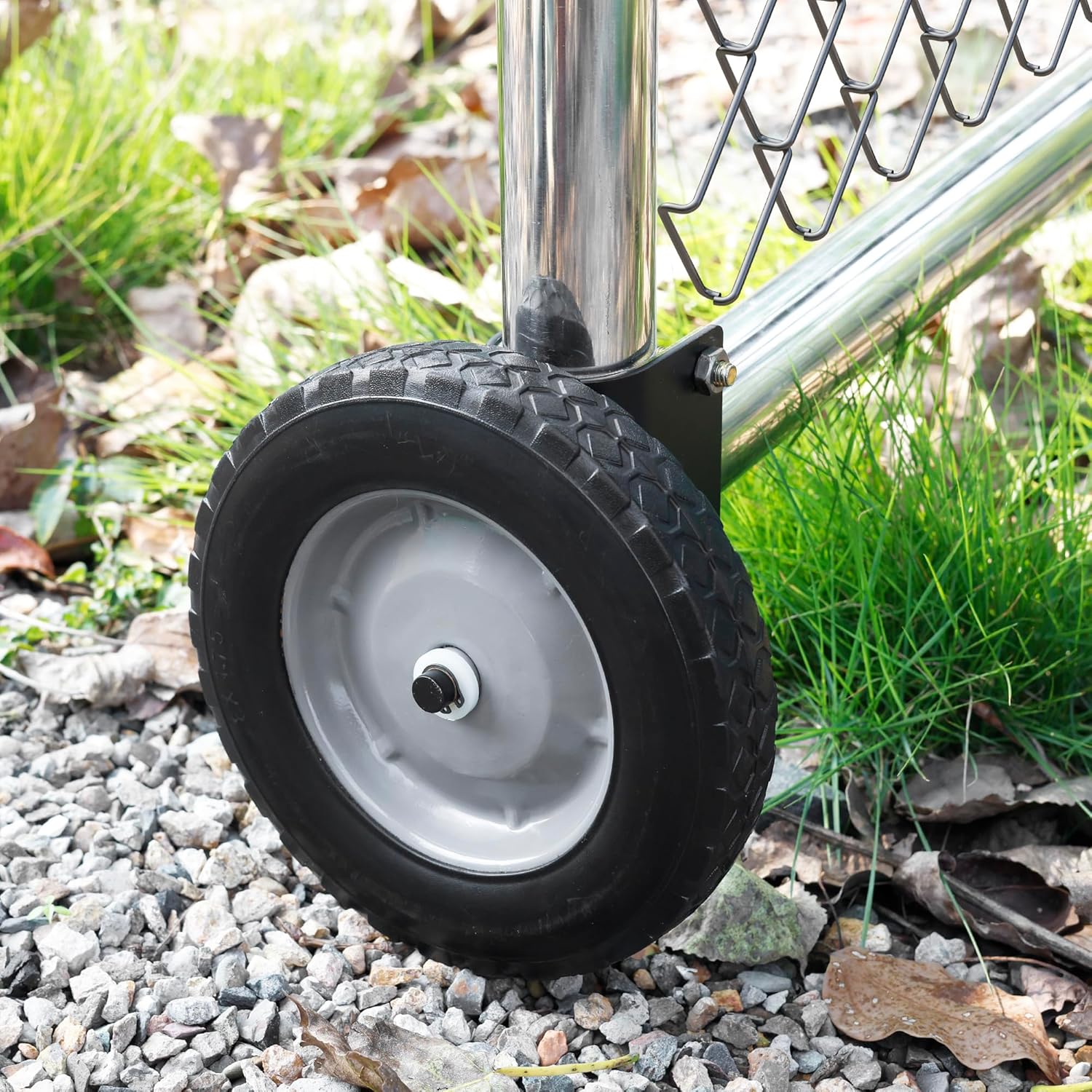 8 Inch Heavy Duty Rubber Caster Wheel, Gate Helper Support Side Mount for Swing Metal Tube Gates, Fits 1-5/8" to 2" O.D. Round Tube Frames, Black, 1 Pack