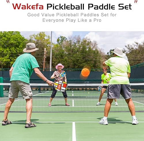 Miniatura 6 de Juego de 4 palas de pickleball para interiores y exteriores, raquetas de pickleball de madera con agarre ergonómico amortiguador, 4 bolas de
