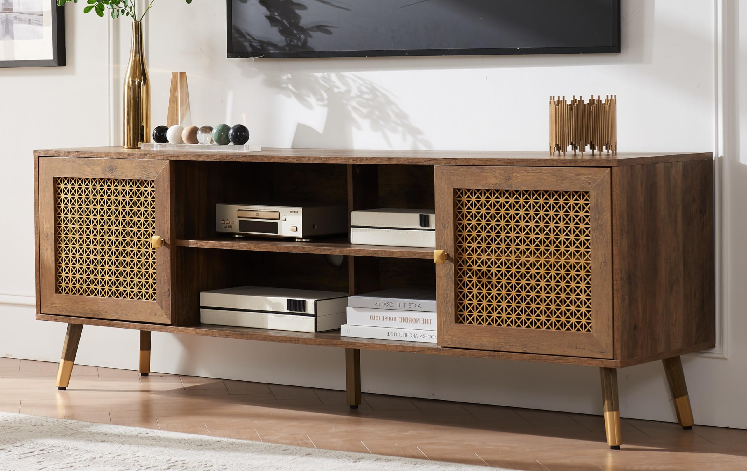 KACVON Mid Century Modern TV Stand for Living Room, TV Consoles for TVs Up to 75