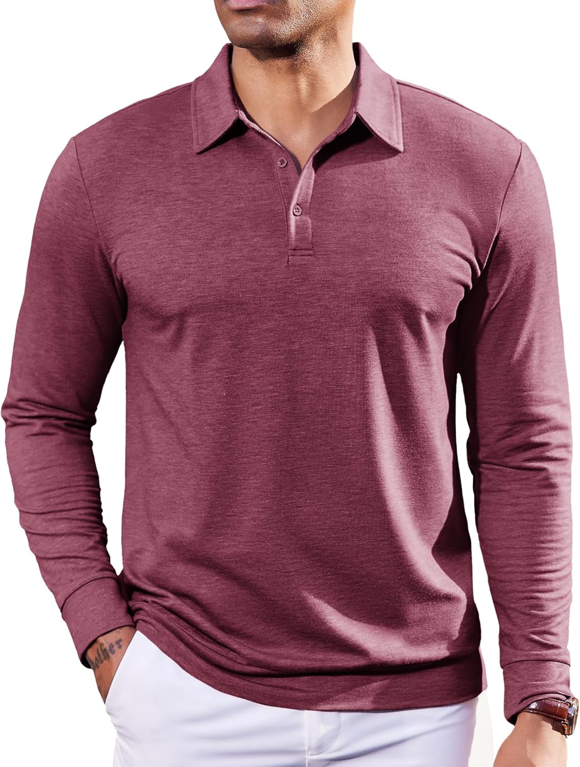 COOFANDY Mens Polo Shirts Long Sleeve Casual Lightweigt Golf Polos Button Collared Tshirt