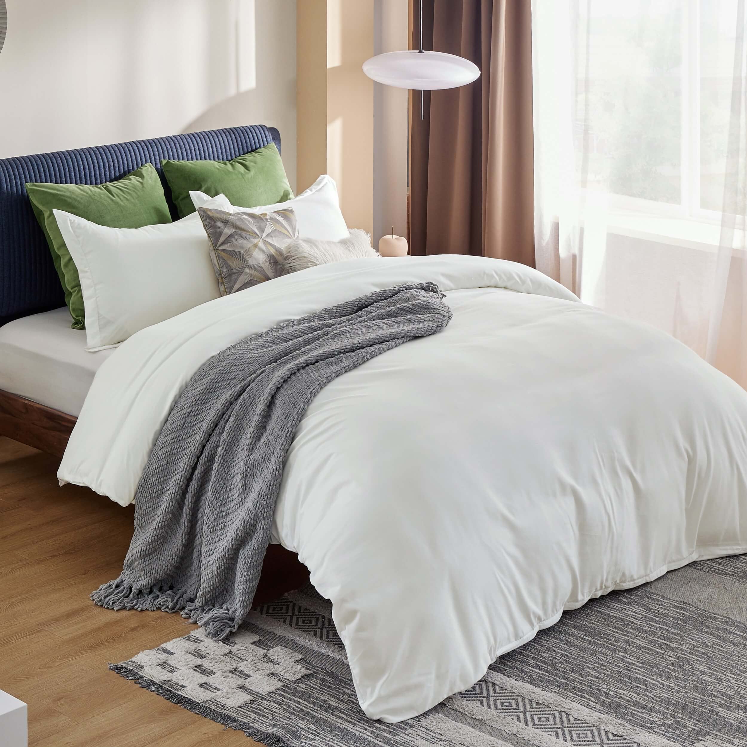 Bedsure Ivory Duvet Covers Queen Size Soft Brushed Microfiber 3