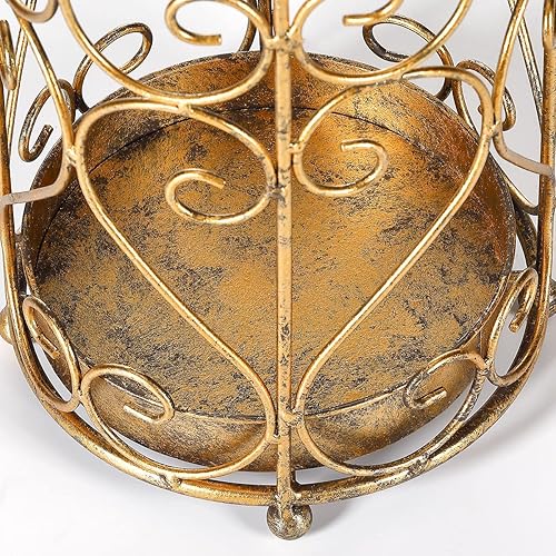 Miniatura 5 de Soporte para paragüas, estante para entrada, bastones para caminar, mango de pájaro de hierro fundido y bandeja de goteo (oro antiguo)