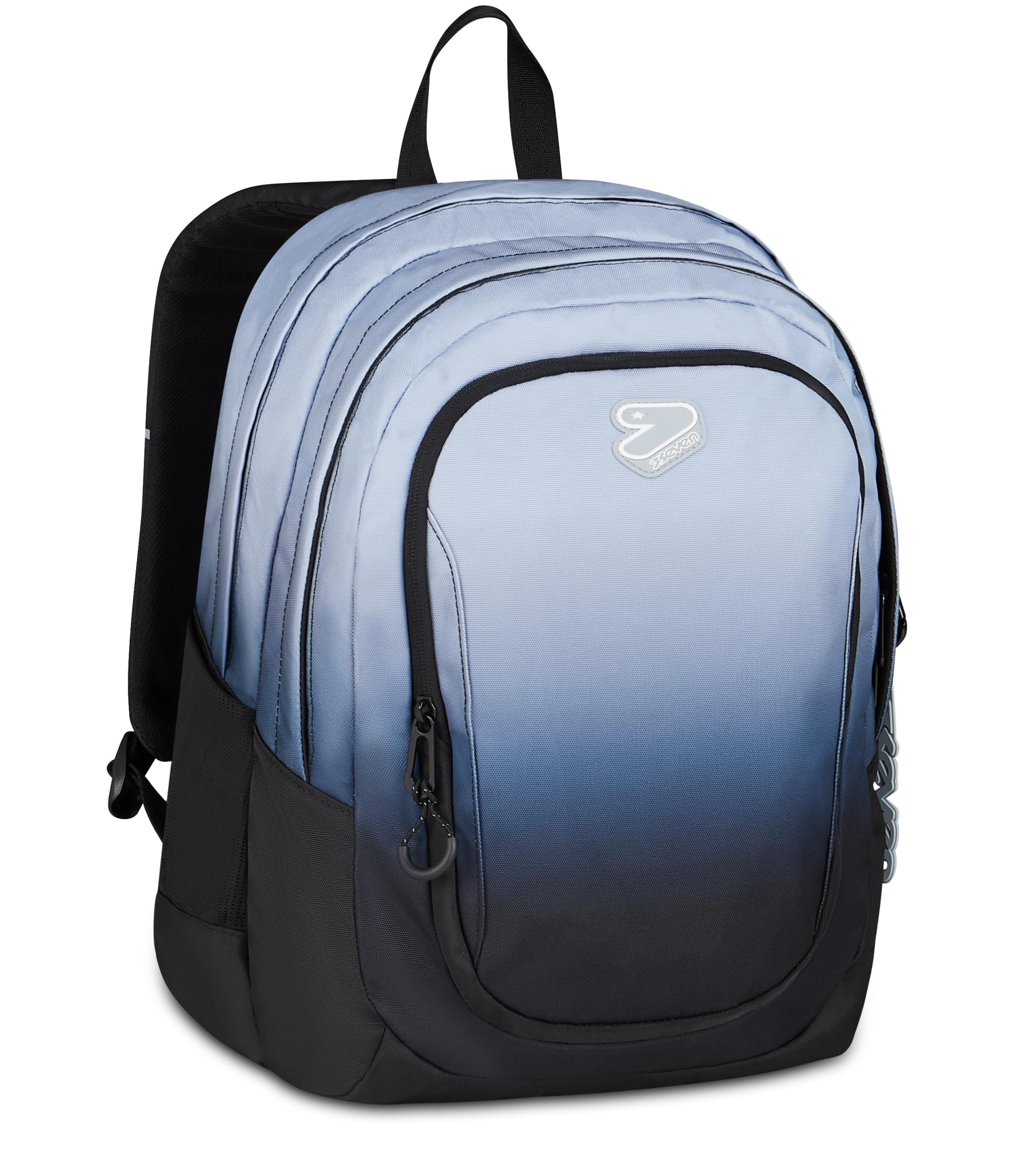 Seven Zaino Scuola SHADE TECH, Doppio Scomparto, Celeste, 29 L, Tasca frontale con zip, Tasca laterale portaborraccia, Scomparto Interno porta pc, Scuola media e superiore, Bambini, Ragazzi