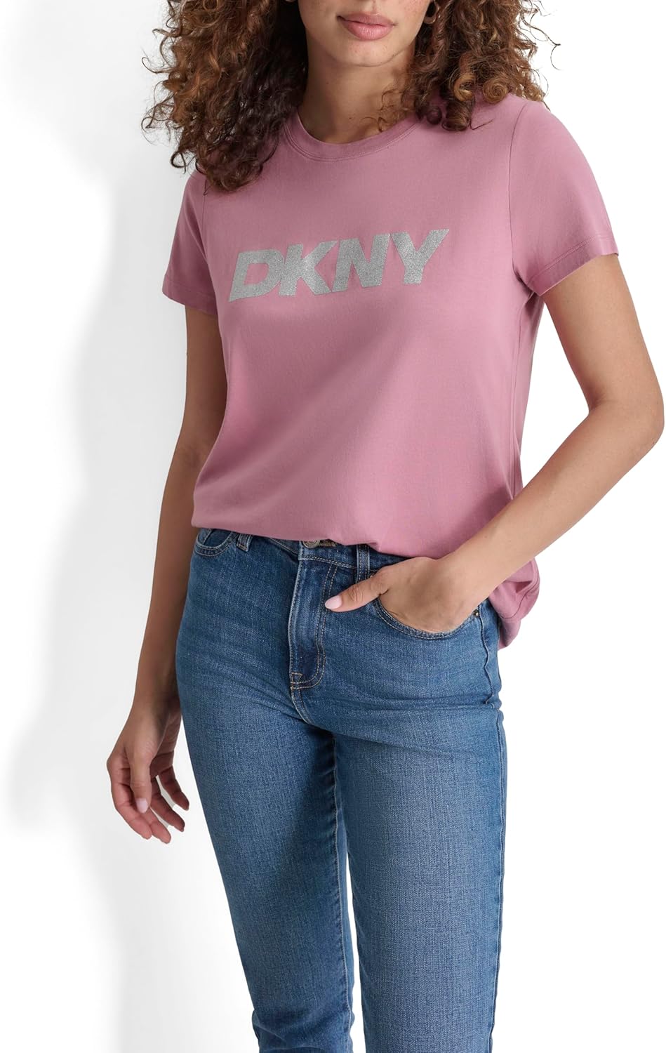 DKNY Womens Comfortable Soft Glitter Top - Image 2