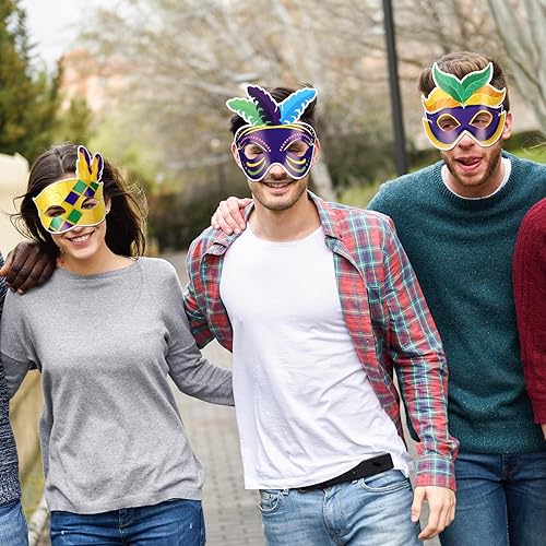 Vista 6 de Silipull 72 máscaras de papel de Mardi Gras, máscaras a granel para mujeres, hombres y niños, disfraces novedosos de Mardi Gras, máscara de carnaval