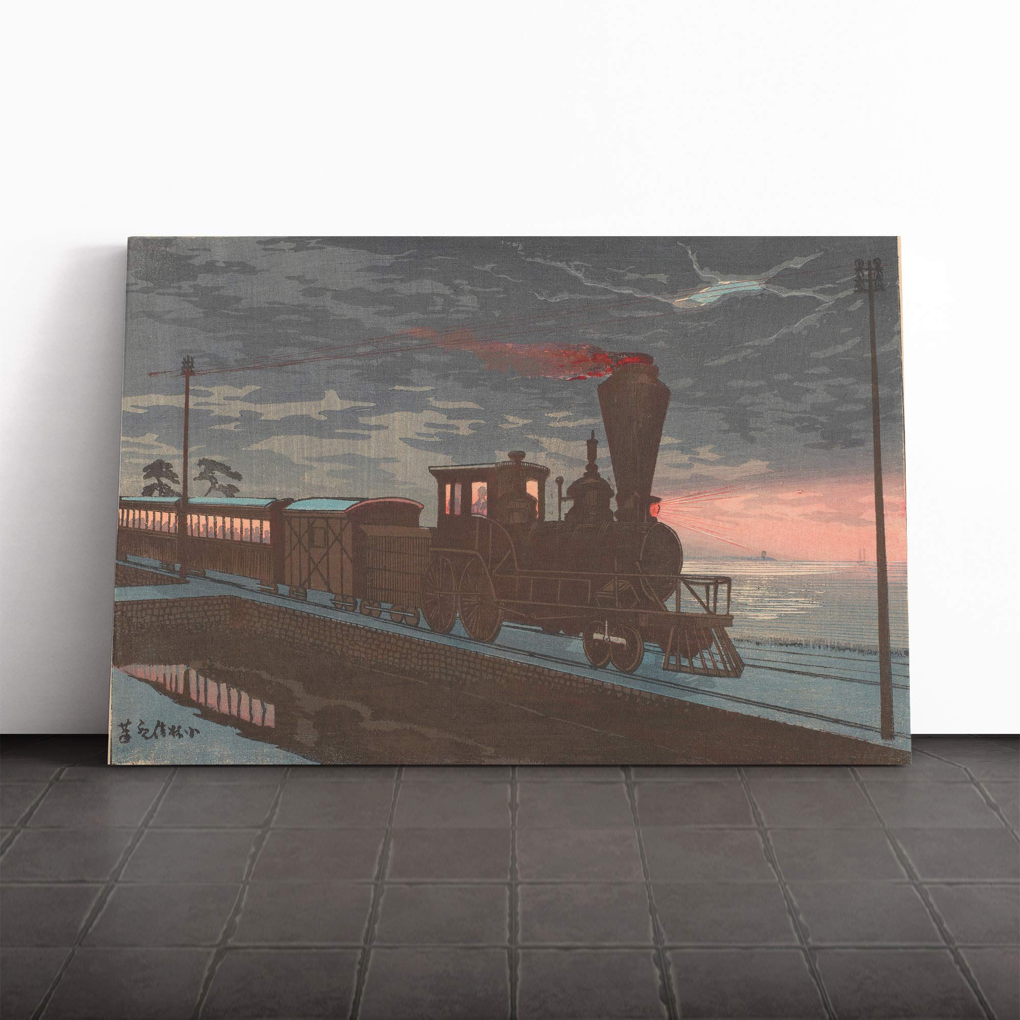 Wall Kobayashi Kiyochika Japanese Oriental Art (4) Canvas Print | Gallery Wrapped 30mm Frame Wall Art | 24x16 inches | Ready to Hang | Asian Picture | Living Room Bedroom Lounge Office