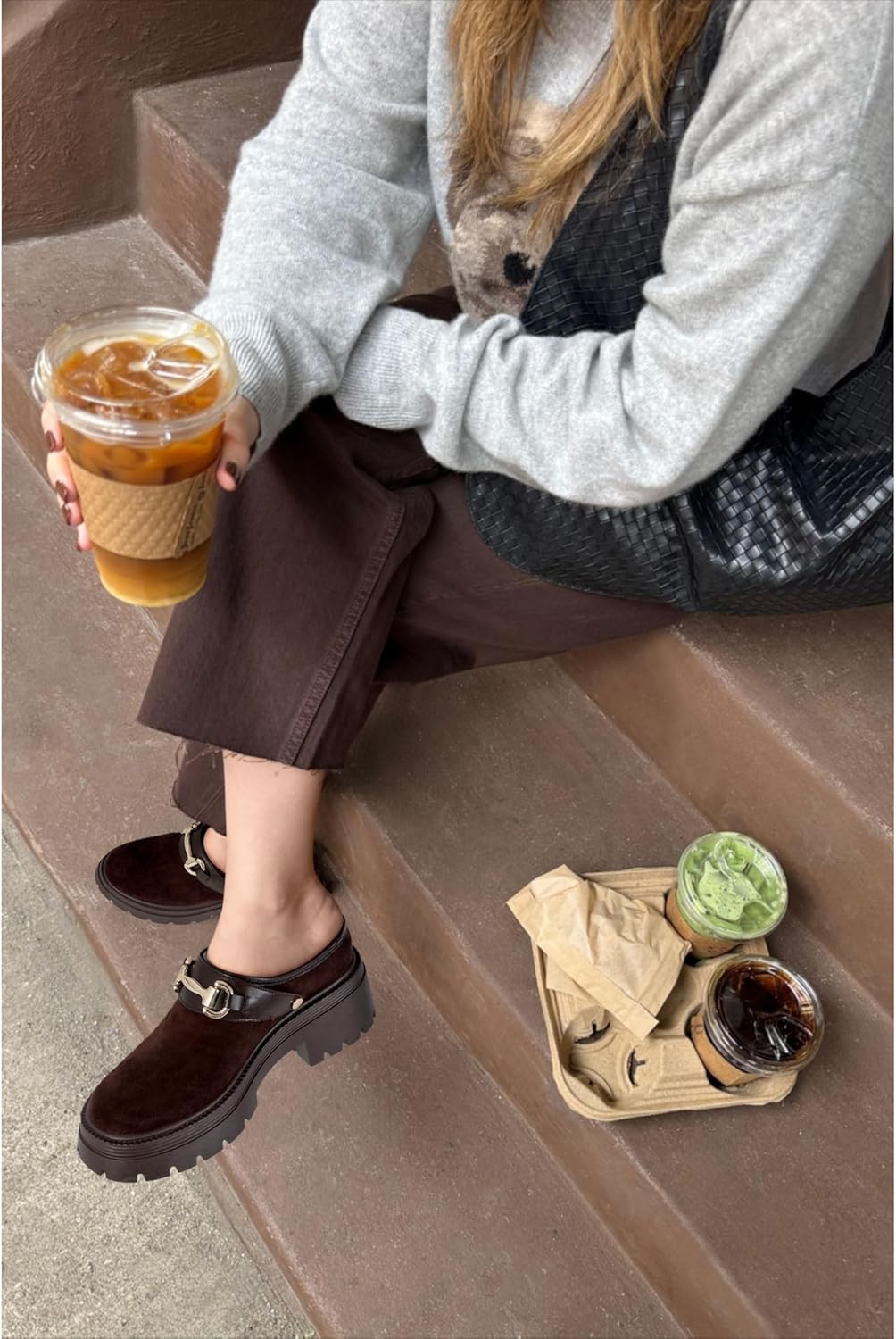 SOVANYOU Platform Clogs for Women Chunky Mules Suede Loafer Slides Comfortable Slip-On Fall Winter Clogs with Back Strap - Image 3