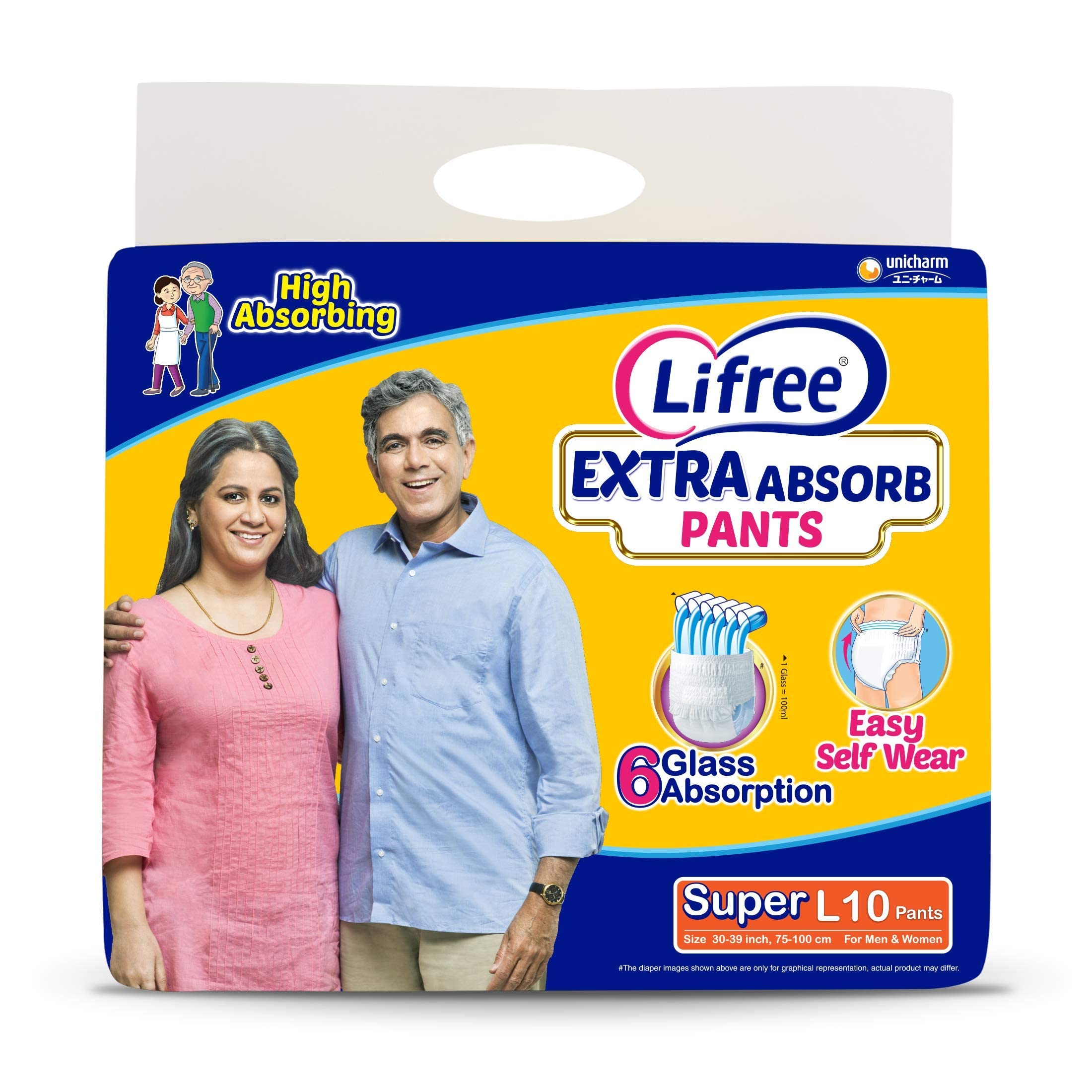 LifreeLifree Extra Absorb Adult Diaper Pants | Size M | Waist (30-41 Inches) |Upto 10 Hours Absorption | Prevents Leakage & Heaviness | 18 Count