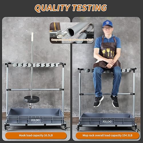 Miniatura 6 de Generic Carrito de limpieza multifuncional y organizador de herramientas - Soporte para escoba y fregona