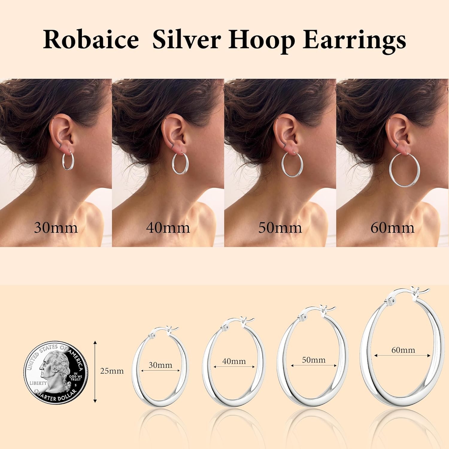 925 Sterling Silver Hoop Earrings for Women, Lightweight Hypoallergenic Hollow Circle Hoop Earrings, Fashion Jewelry Everyday Wear or Gift for Her - Image 6