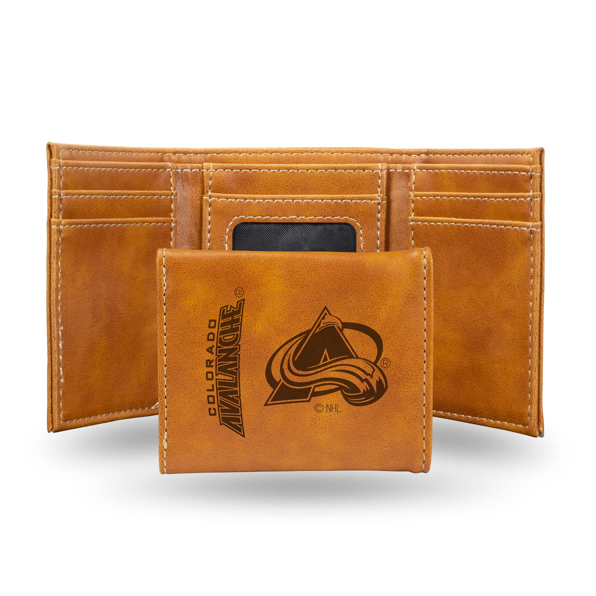 Rico Industries NHL Colorado Avalanche Laser Engraved Brown Tri-Fold Wallet - Men's Accessory