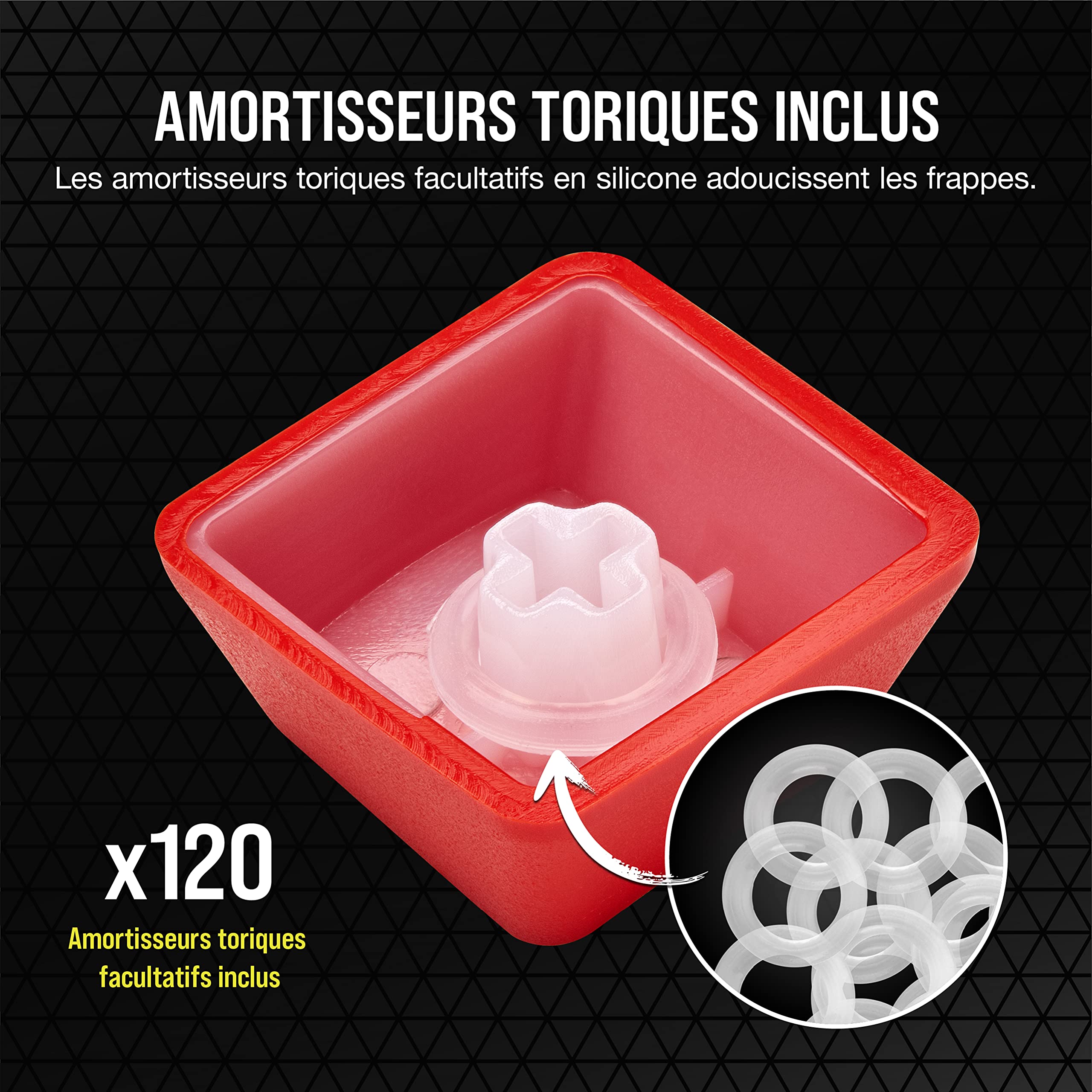 Corsair Kit de Modification de Touches PBT Double-Shot Pro, français (-FR), Origin Red