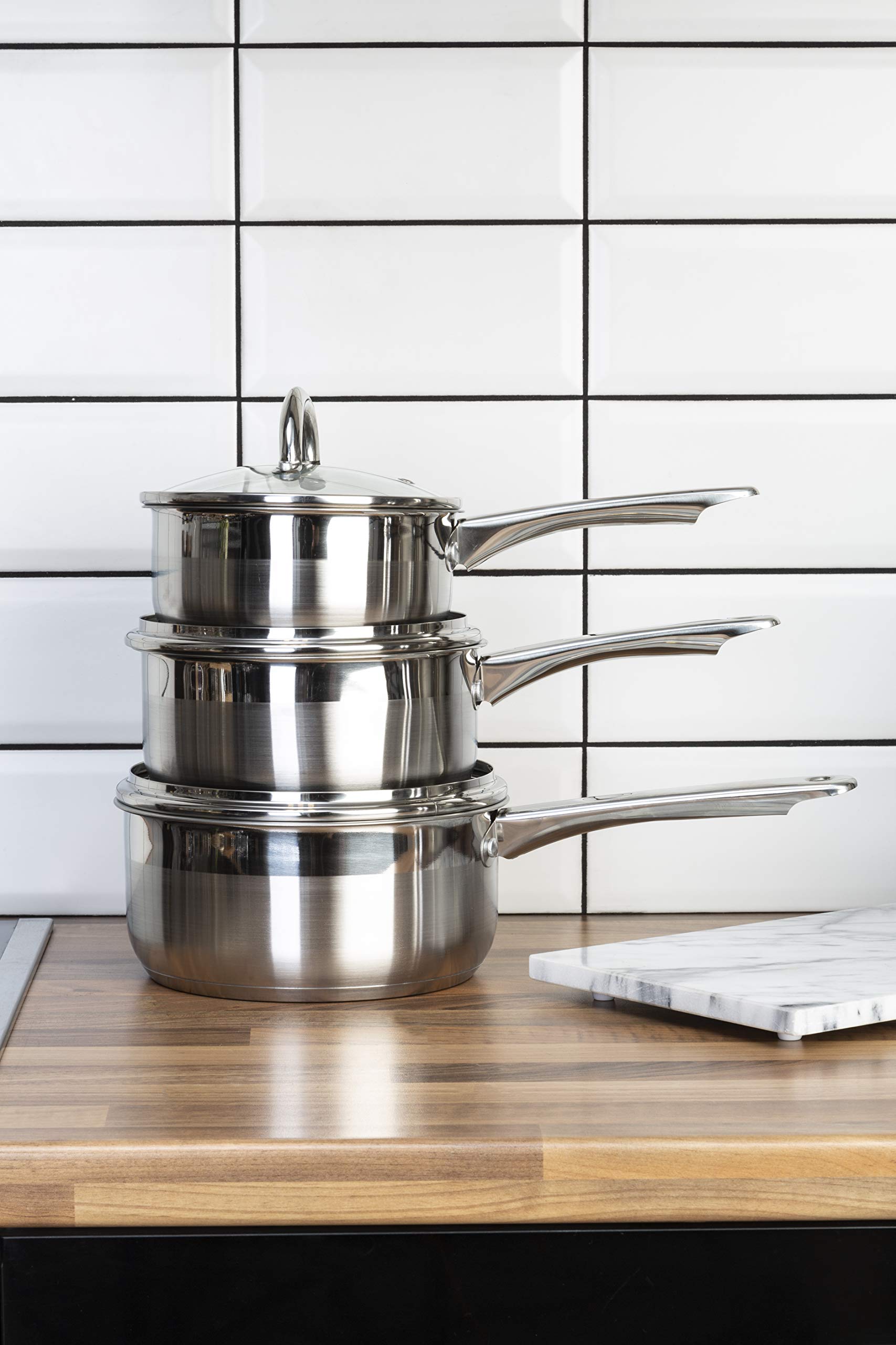 Premier Housewares Zestaw garnków, 16/18/20 cm, stal nierdzewna, 3-częściowy, dwunaj król