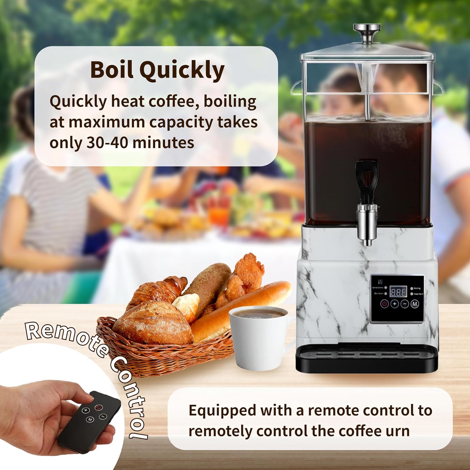 Commercial Coffee Urn Hot Beverage Dispenser Coffee Maker, Food-grade Plastic 10 L 65 Cups, Hot Chocolate Machine, Electric Percolator for Catering Hot Water for Hot Cocoa, Drink, Tea, Juice