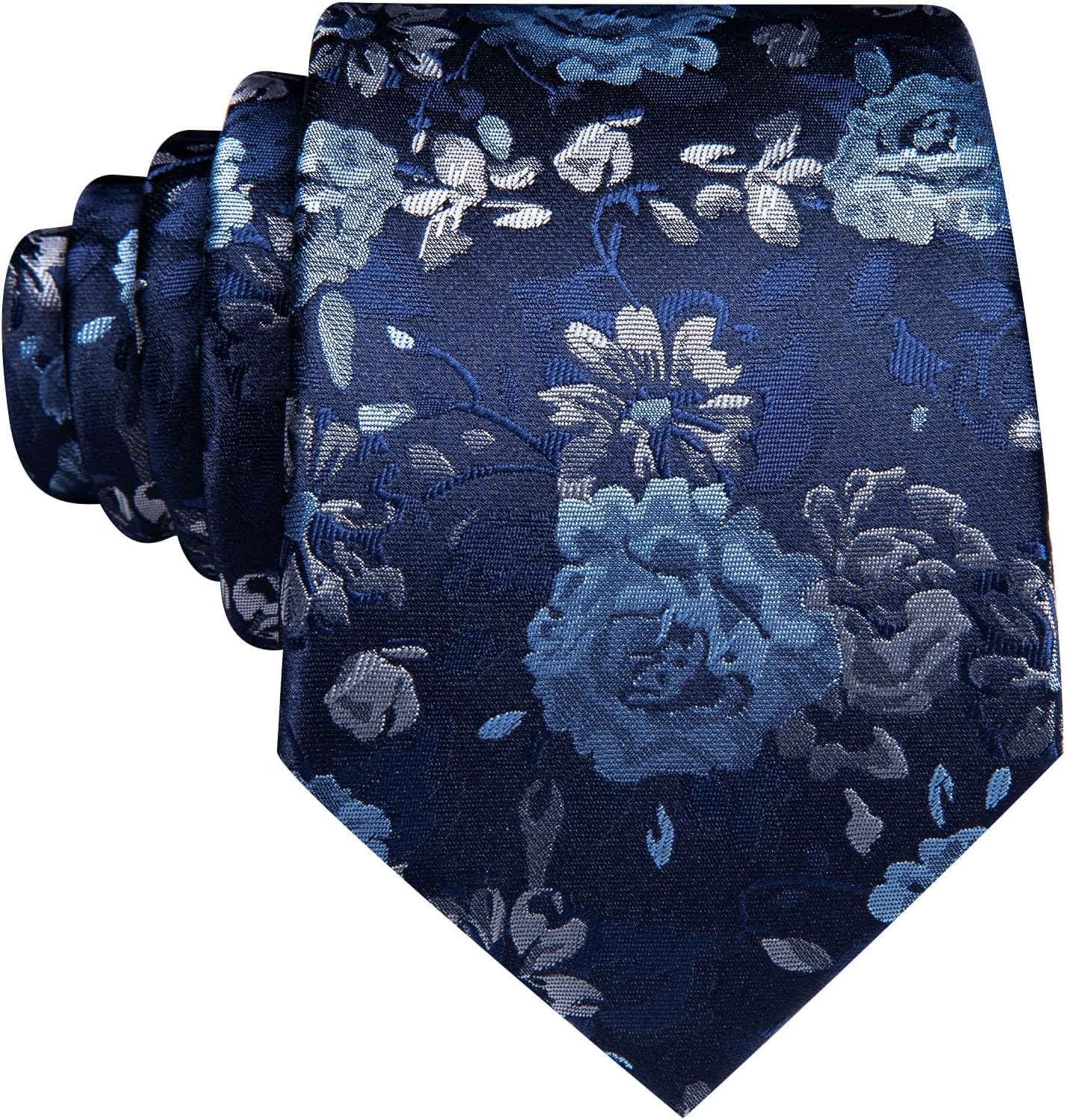 Barry.Wang Paisley/Floral Men Necktie with Tie Clip Silk Tie Formal Wedding Party Business - Image 3