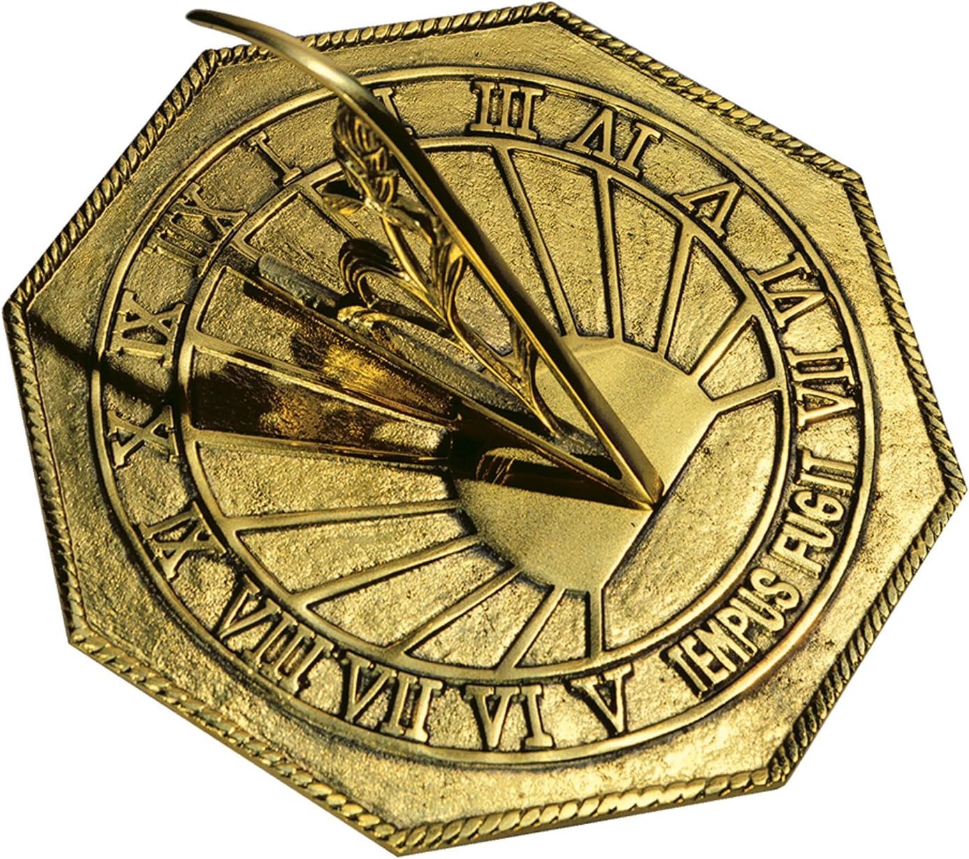 Rome 2390 Classic Octagonal Sundial, Sold Polished Brass, 10-Inch Diameter